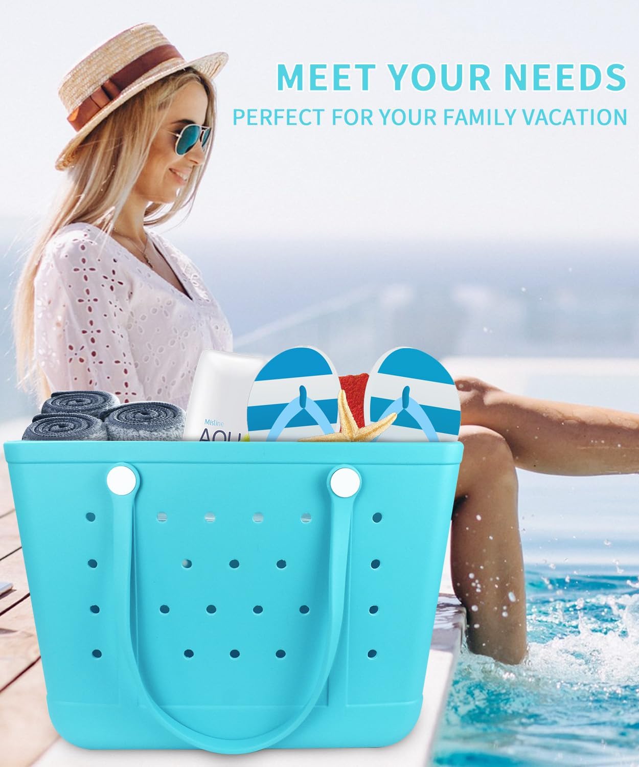 Rubber Beach Bag Tote Bag For Women Large Sandproof Travel Tote Bags For Beach Outdoor Sports