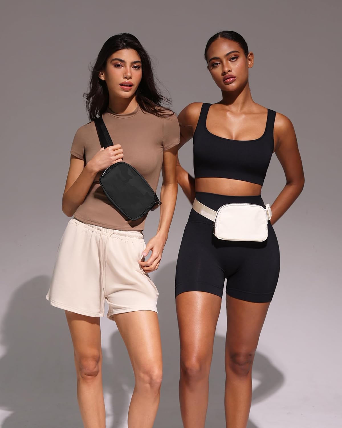 Fanny Pack Crossbody Bag Trendy Waterproof Small Sling Cross Body Purse for Women Men Fashion Waist Packs Mini Belt Bag Pouch Chest Bum Bag Lulu Dupes for Travel Vacation Running Black Camo