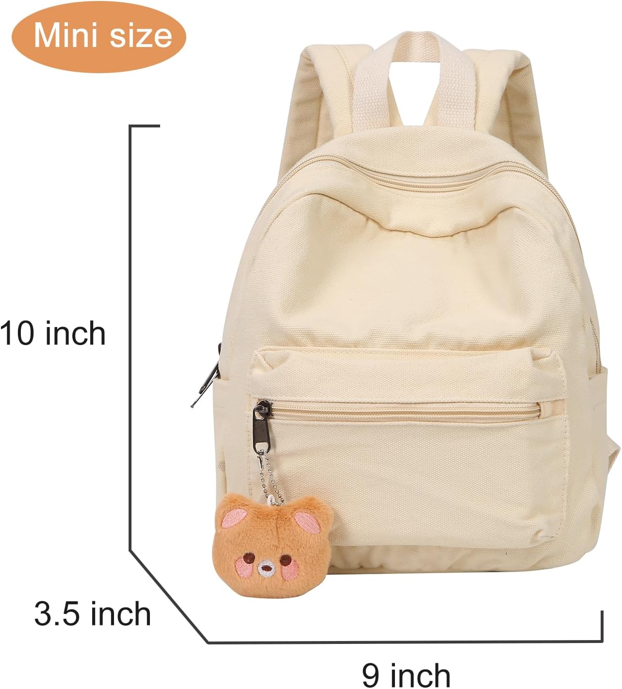 Phaoullzon Teen Girls Mini Backpack Purse Kids Canvas Small Tiny Cute Bag,Beige