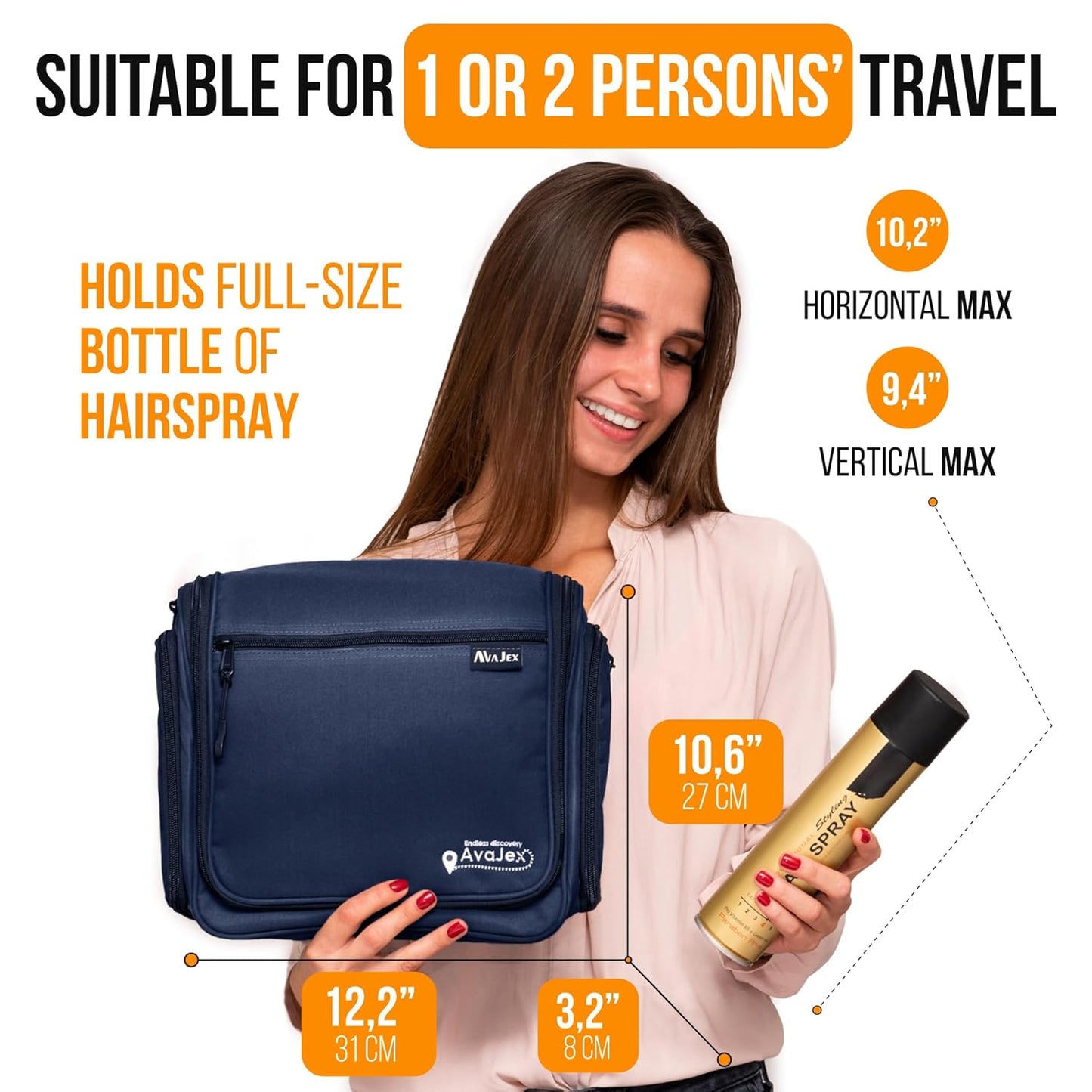 Travel Toiletry Bag for Men and Women - (10.6”x10.6”x3.2”) Large Hanging Toiletry Organizer
