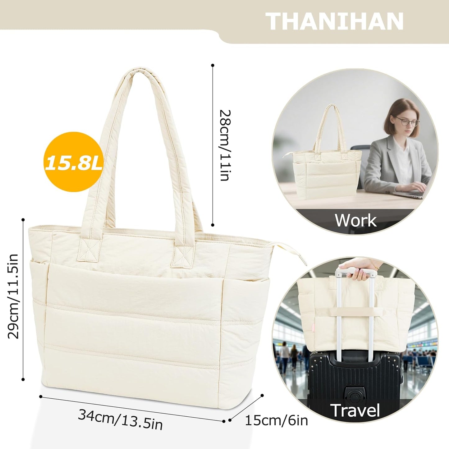 Tote Bag for Women ，Travel Puffy Tote Bag For Women，Puffer Work Tote Handbag、Shoulder Bag Handbag for Travel, Work, Gym