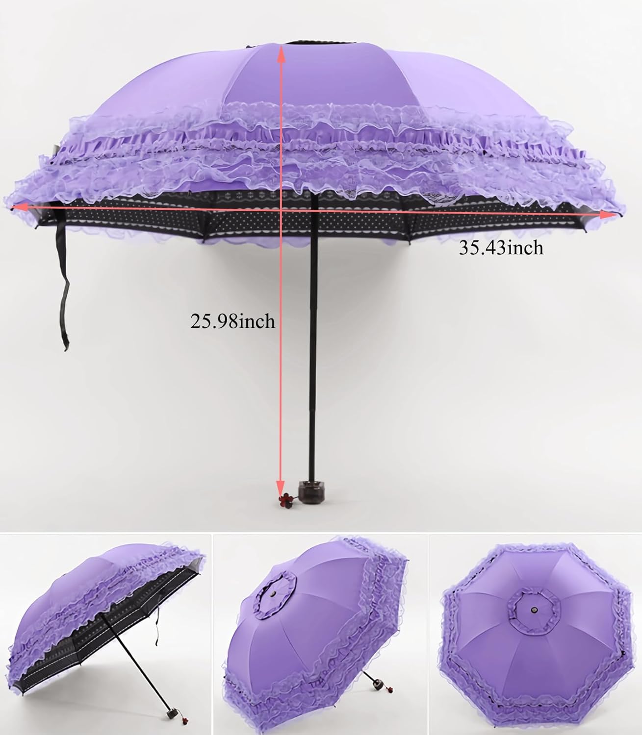 Vintage Lace Parasol Gothic Lolita Umbrella UV Sun Protection Witch Cosplay Photoshoot Props Party Decoration