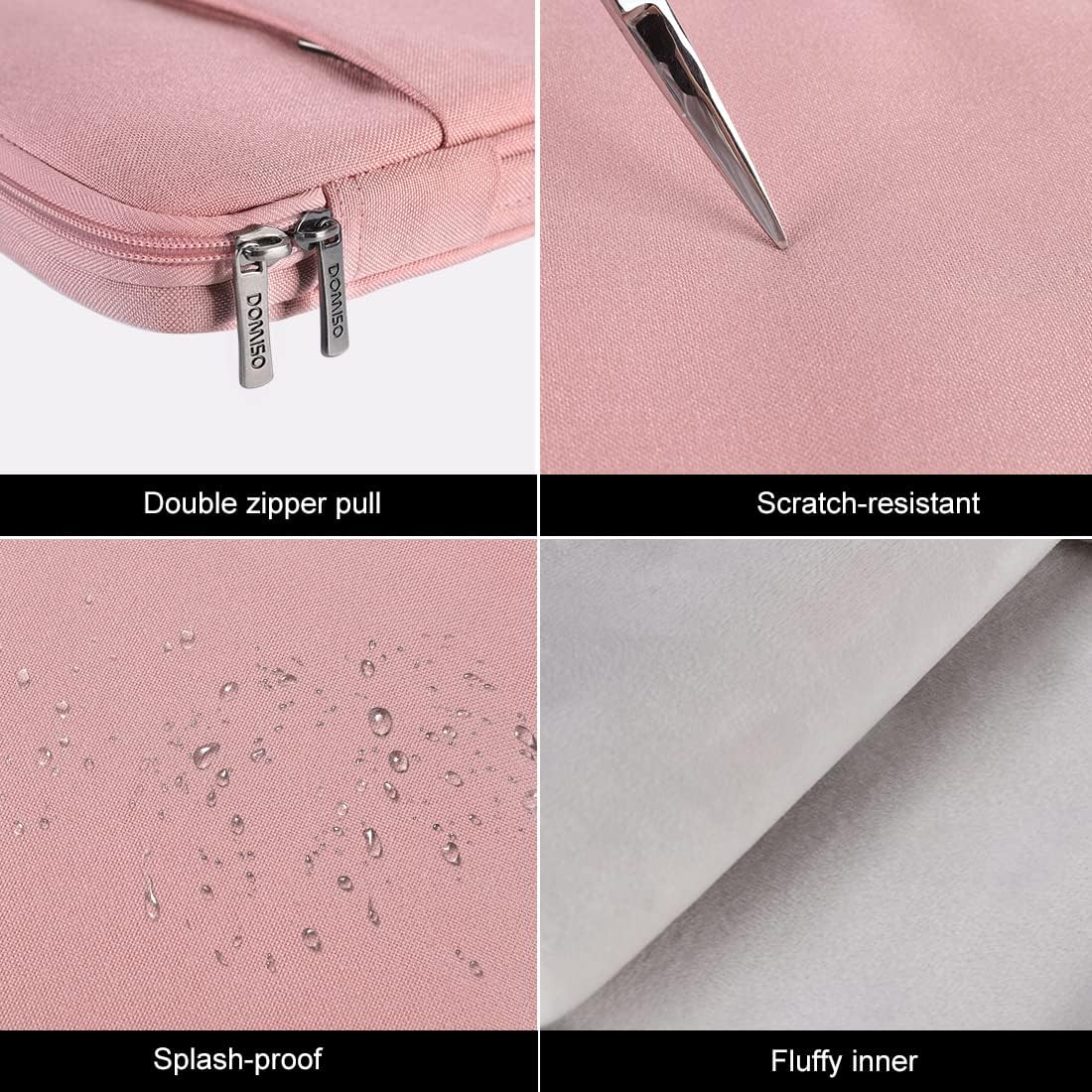 DOMISO Laptop Case Laptop Sleeve Cover Compatible with 15 inch MacBook Air M4/A3241 2025, M3/A3114,M2/A2941,15 inch MacBook Pro A1990 A1707,Compatible with Dell XPS 15 Plus with Small Case,Pink
