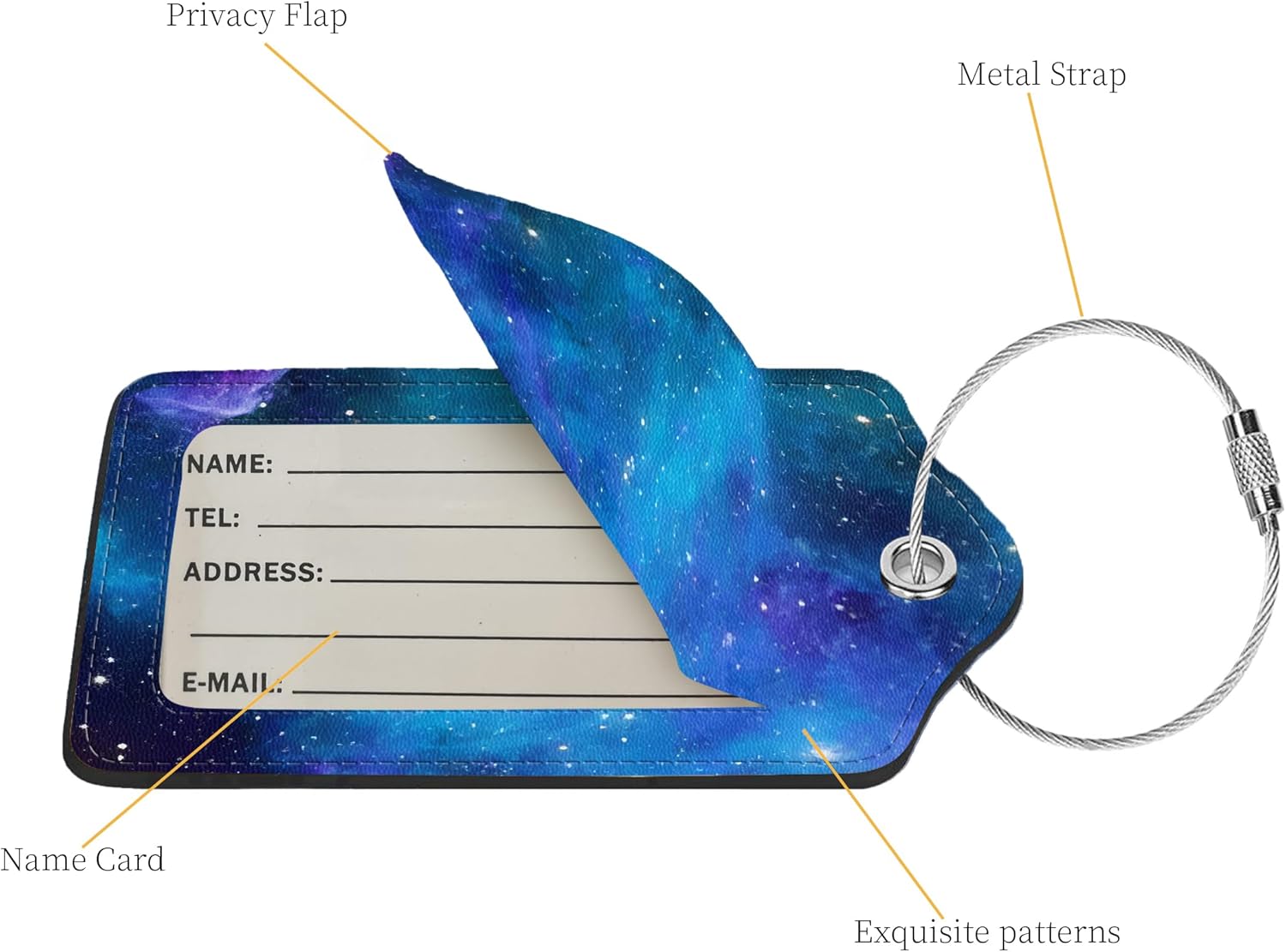 2 Pcs Luggage Tags for Suitcase, Cute Unique PU Leather Travel Bag Tag with Privacy Cover ID Label