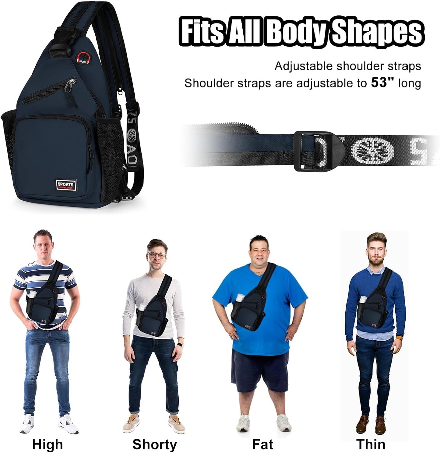 Sling Bag for Women Man Sling Backpack with Convertible Shoulder Strap Casual Backpack Daypack for Travel, Hiking and Daily Commute, (Blue, Small)