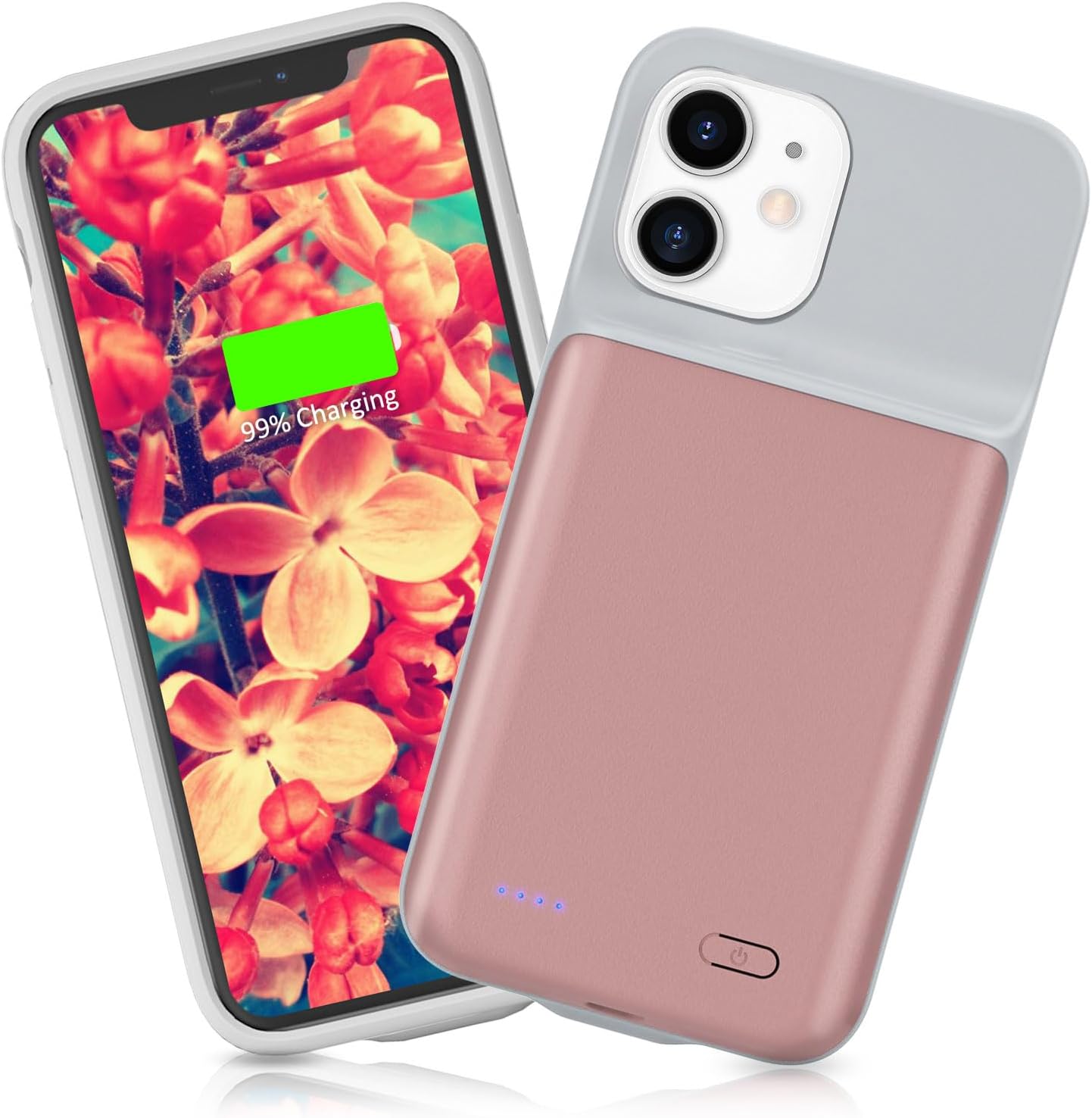 Gladgogo Battery Case for iPhone 12/12 Pro, Powerful 7000mAh External Smart Charging Case Portable Ultra Slim Rechargeable Battery Pack for iPhone 12/12 Pro, 6.1 inch, Pink