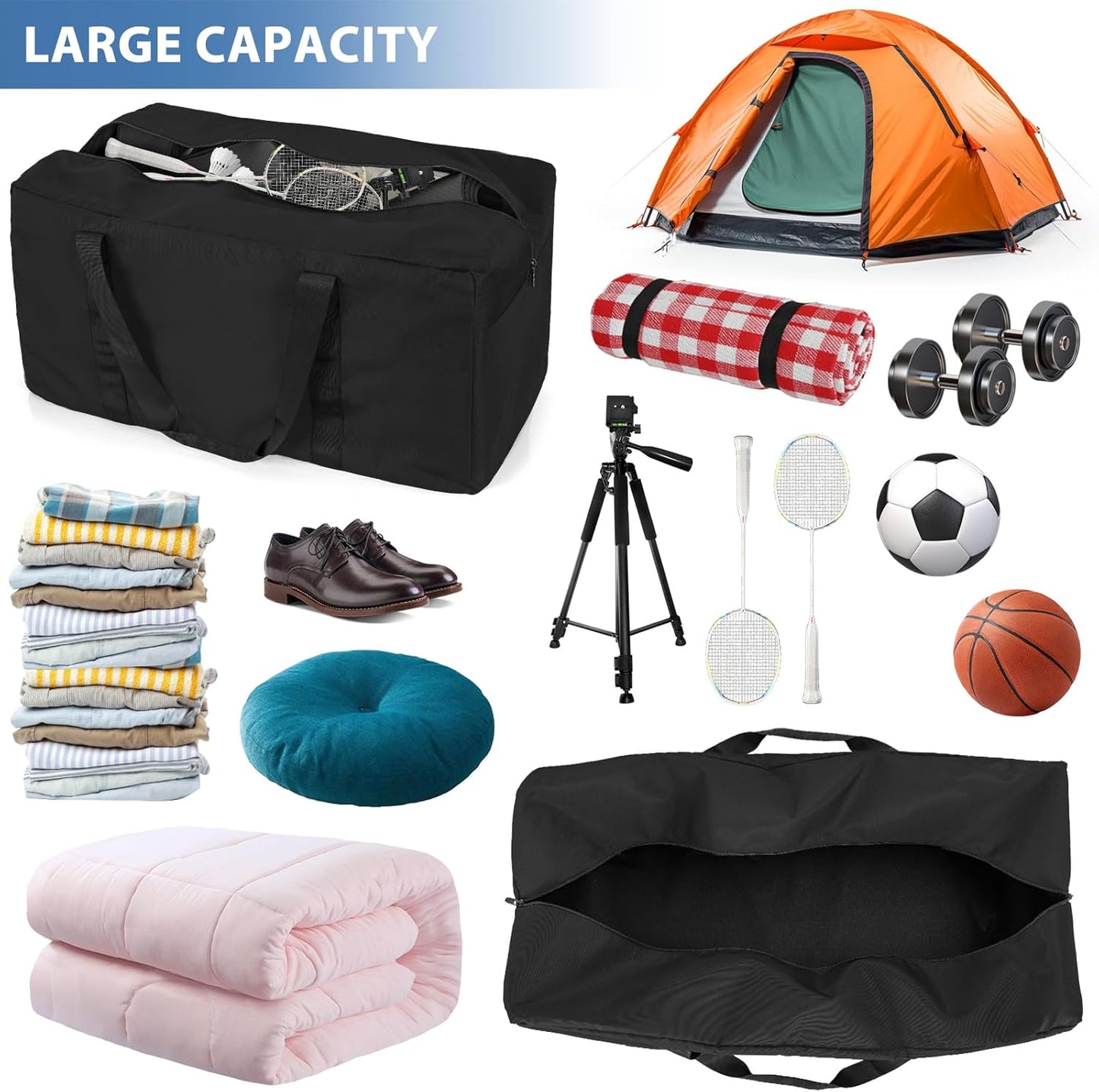 Large Travel Duffle Bag, 102L Gear Bag for Men and Women, Storage Bag Ideal for Overnight Camping and Weekend Getaways