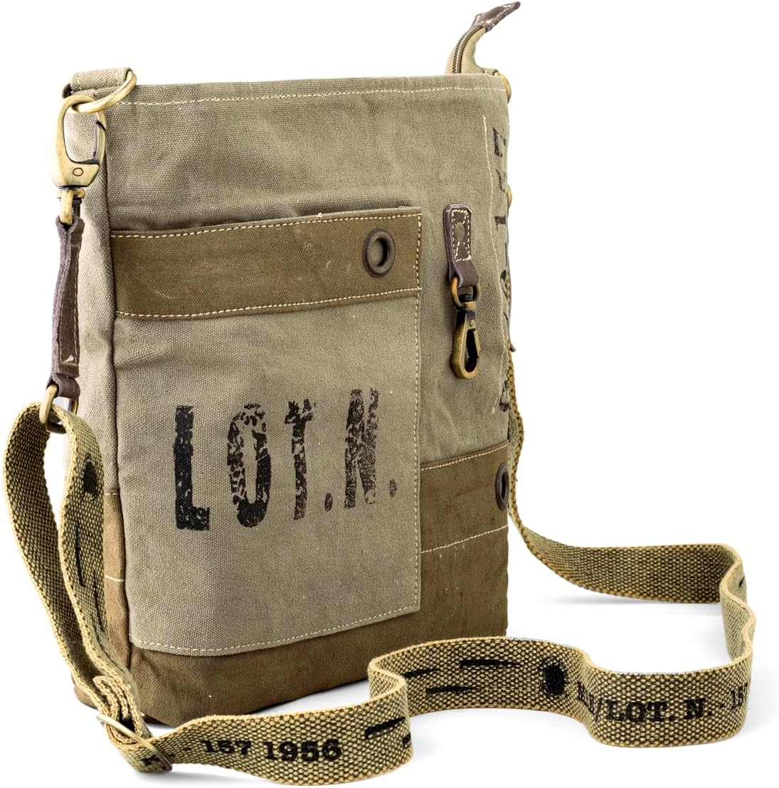 3B SHOUZO Messenger and Shoulder Bag - Upcycled Vintage Canvas & Leather