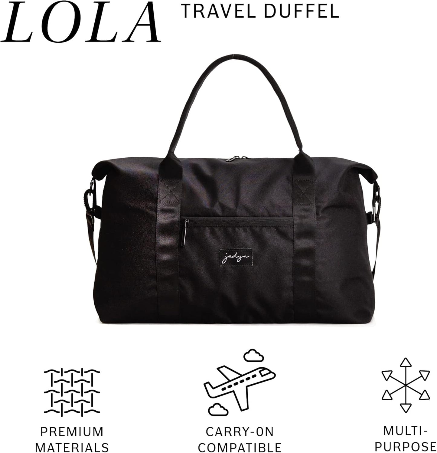 Jadyn Lola Travel Bag, Weekender/Overnight Duffel, Gym Tote Bag for Women, Men