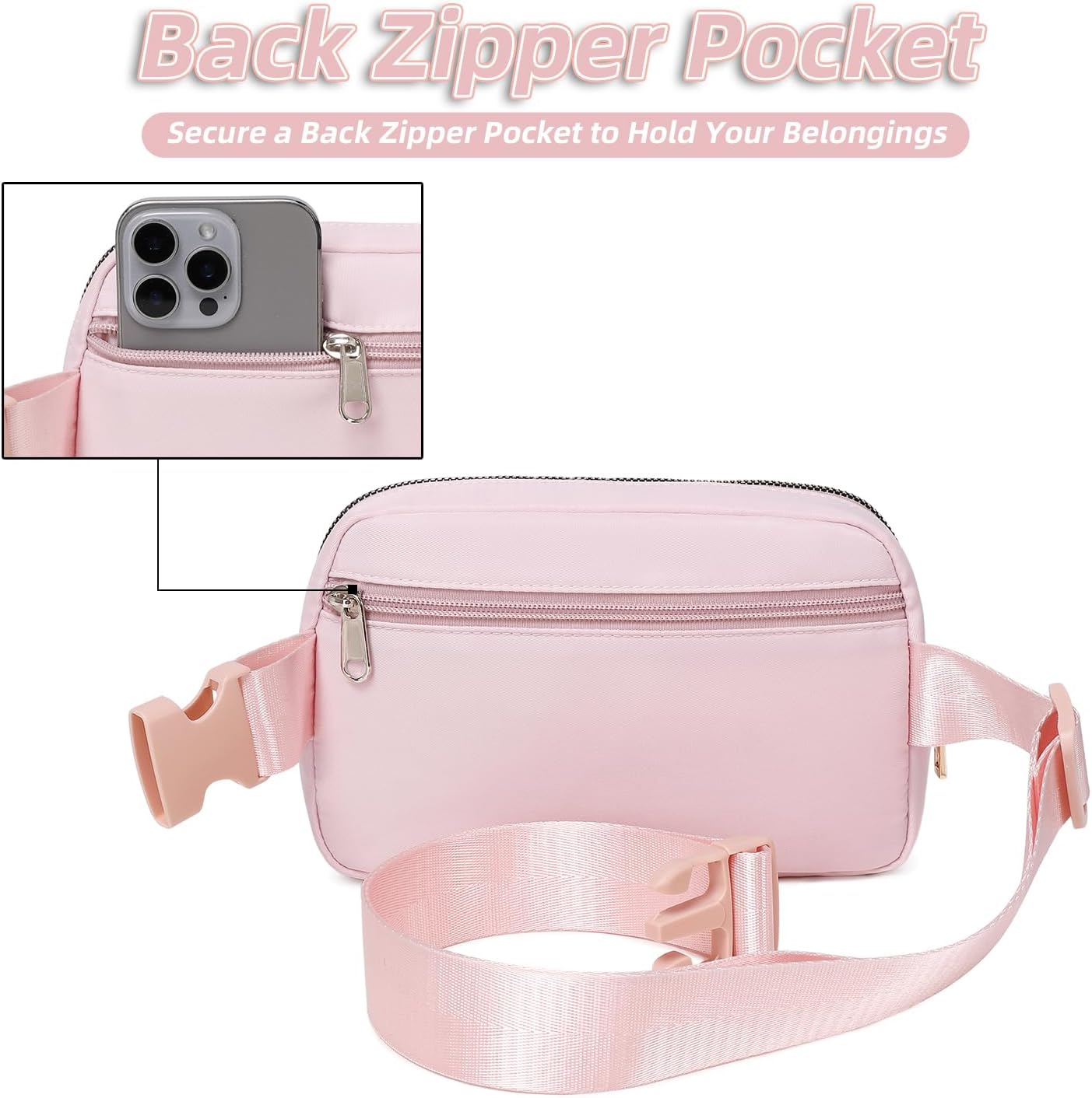 Belt Bag for Women, Cross Body Fanny Pack Fashion Waist Packs Everywhere Belt Bag with Adjustable Strap Gifts for Teen Girls Women Men (Pink)