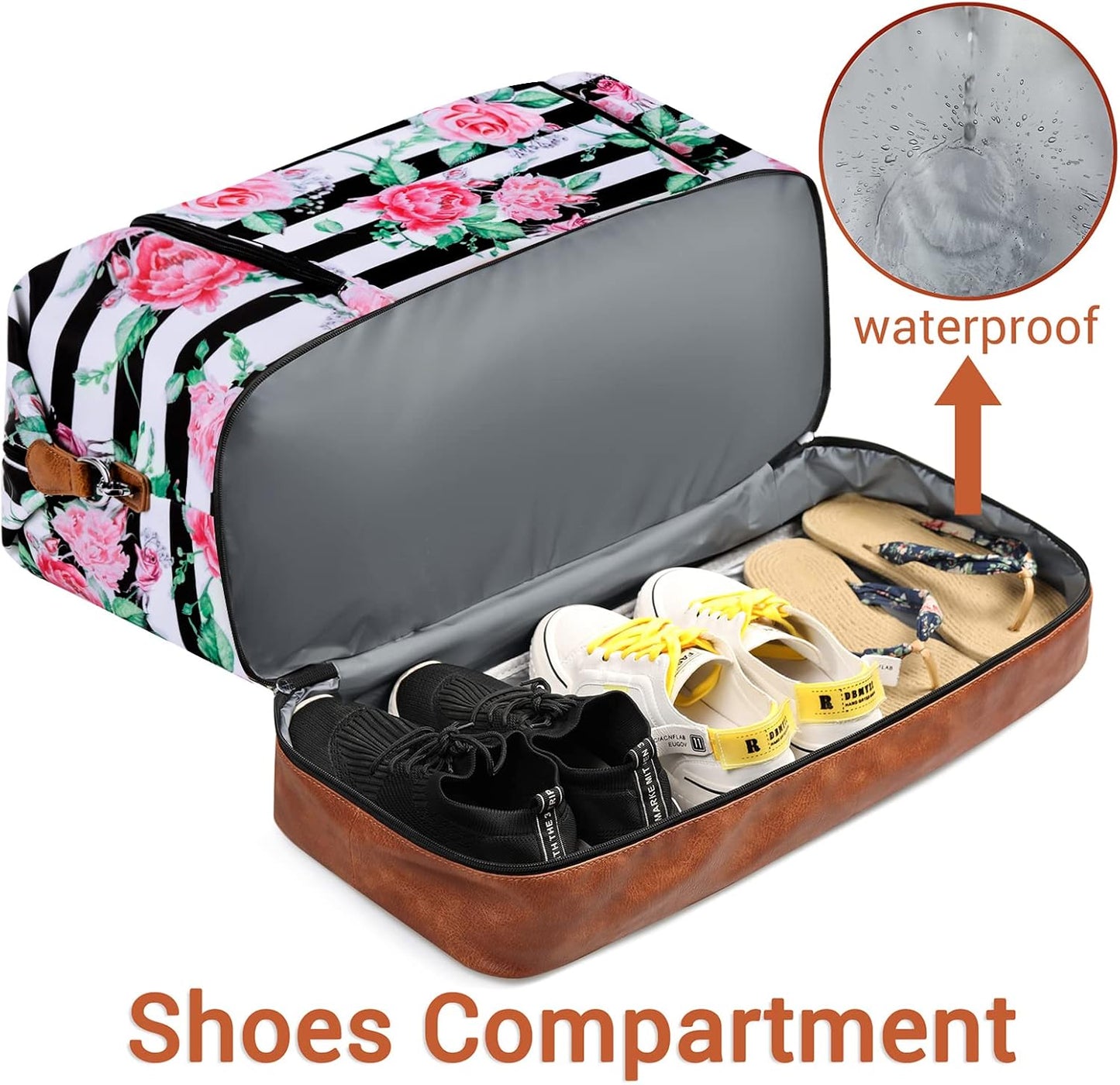 Travel Weekender Bag for Women, Overnight Bag with Shoe Compartment Oversized Travel Duffel Bag Carry On Tote 21"