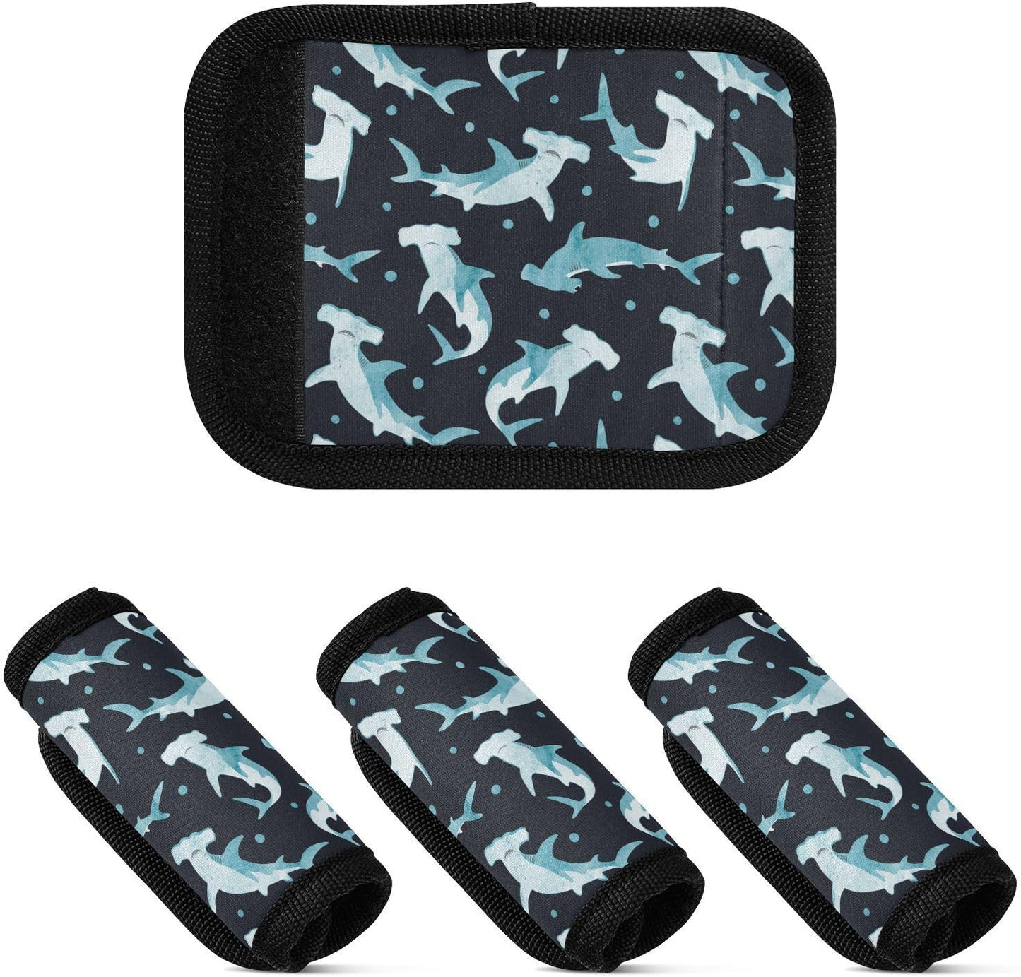 Hammerhead Shark 2 Pack Luggage Handle Wrap for Suitcase Luggage Identifier Travel Tags Handle Protection Sleeve Cover
