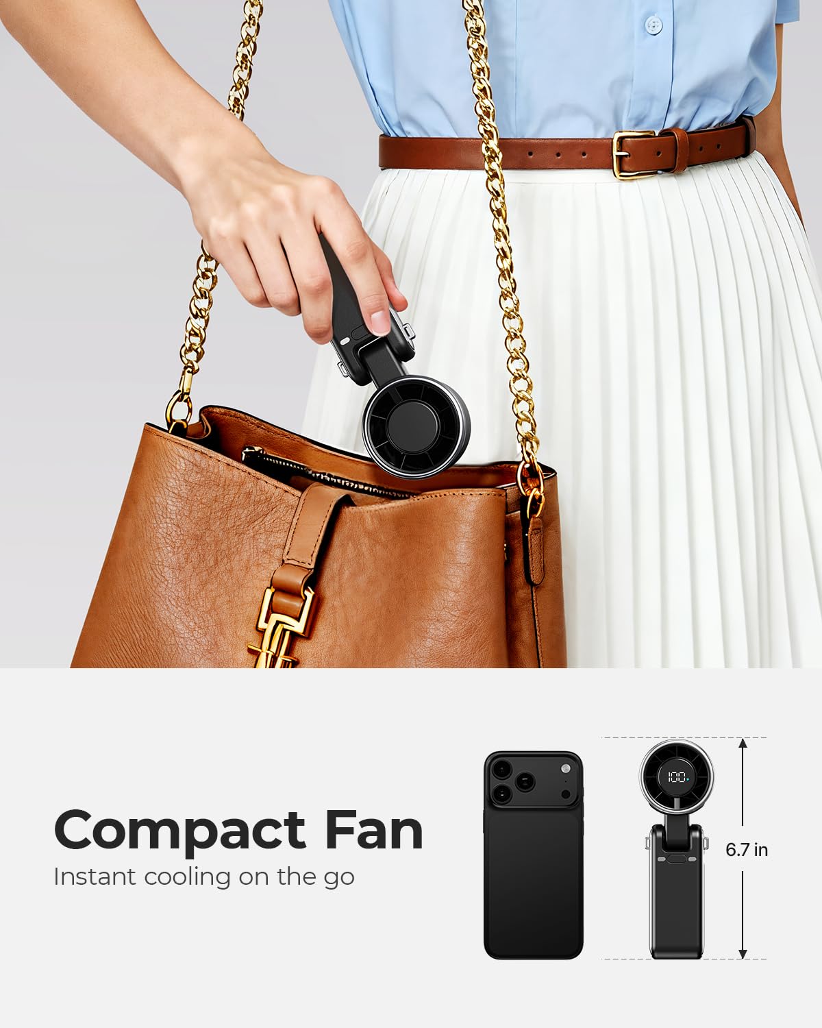 Bearwind Portable Handheld Turbo Fan - 5 Gear High Speed 4000mAh Rechargeable Mini Personal Hand