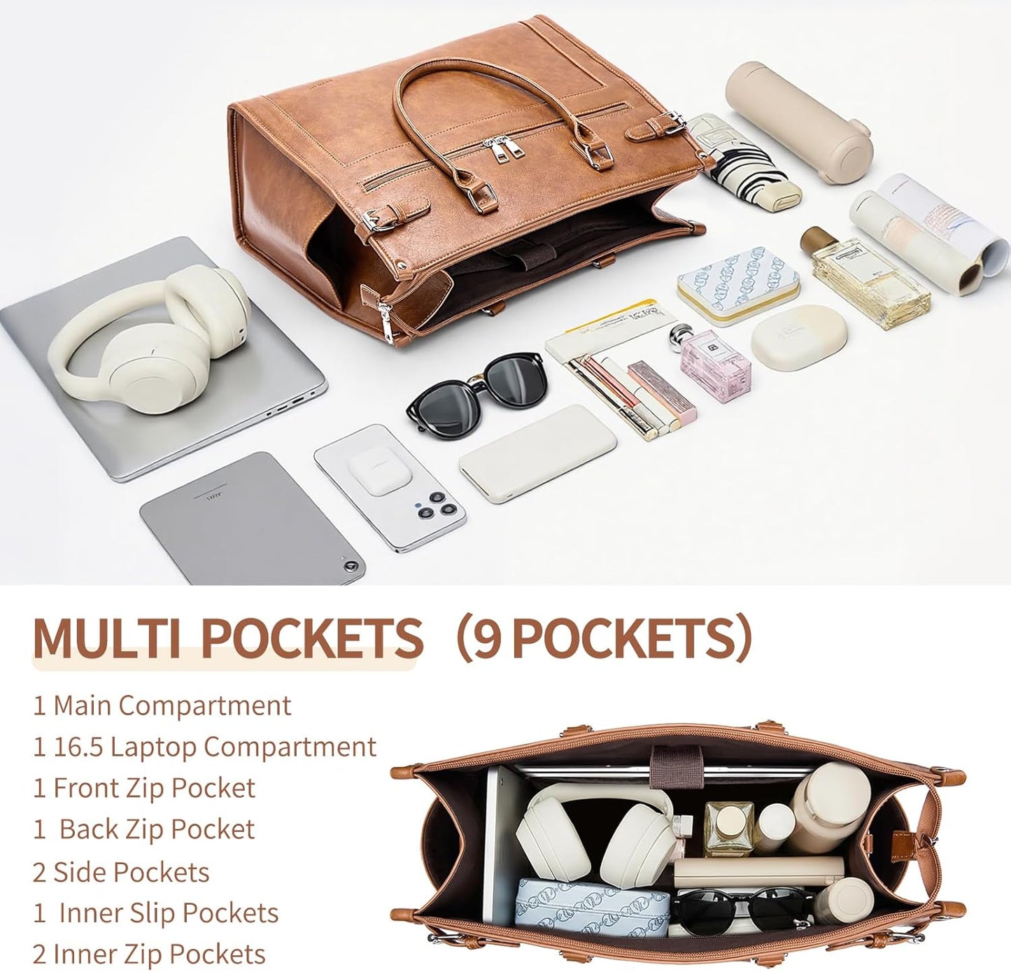 Laptop Tote Bag for Women Briefcase Laptop Purse, 15.6 inch Computer Work Bags with Satchel Purse