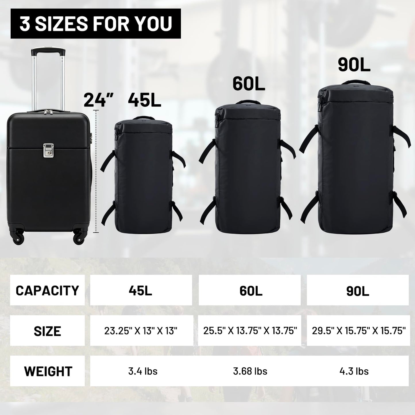 MIER Large Duffle Bag Backpack for Travel Camping Gym Sports, 45L/60L/90L