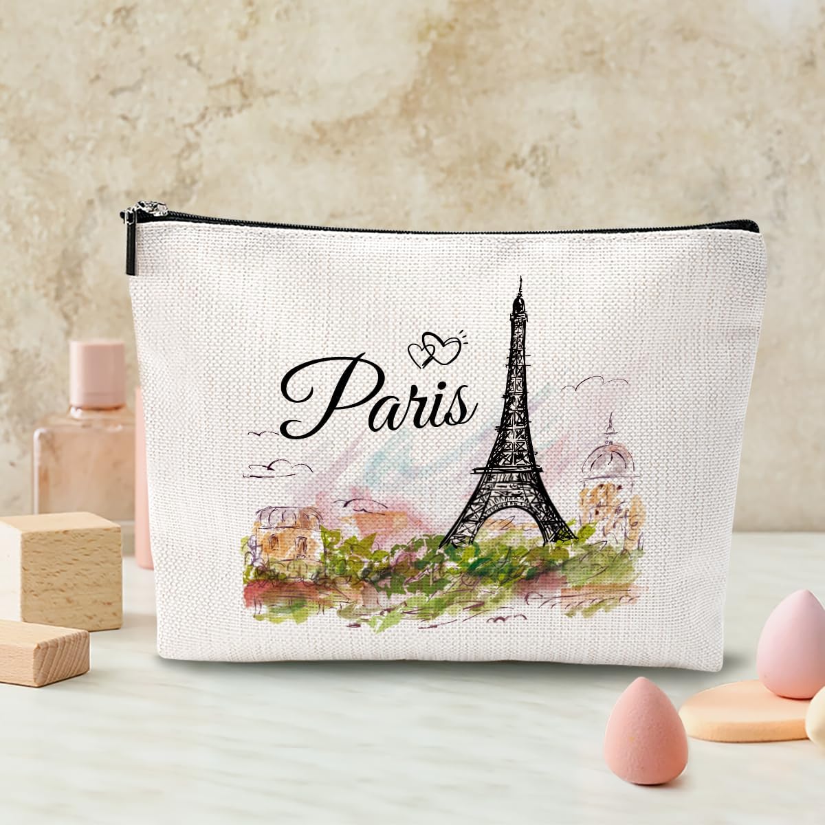 Watercolor Paris Gifts Paris Makeup Bag Cosmetic Bag Paris Souvenirs Paris Travel Gifts Birthday Bachelorette Party Friendship Gifts for Paris Lovers Women Girls Bestie Sister Bridesmaid Christmas