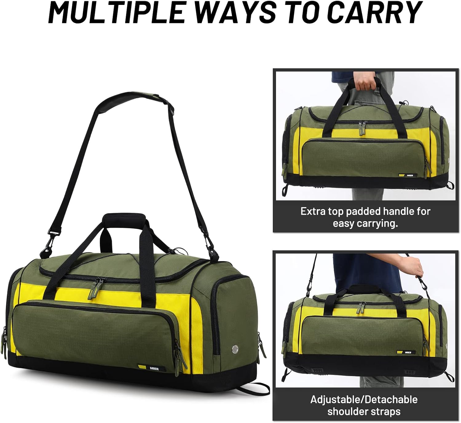 MIER Large Gym Bag for Men Sports Duffle Bag with Shoe Compartment 60L Lightweight Duffel Bags for
