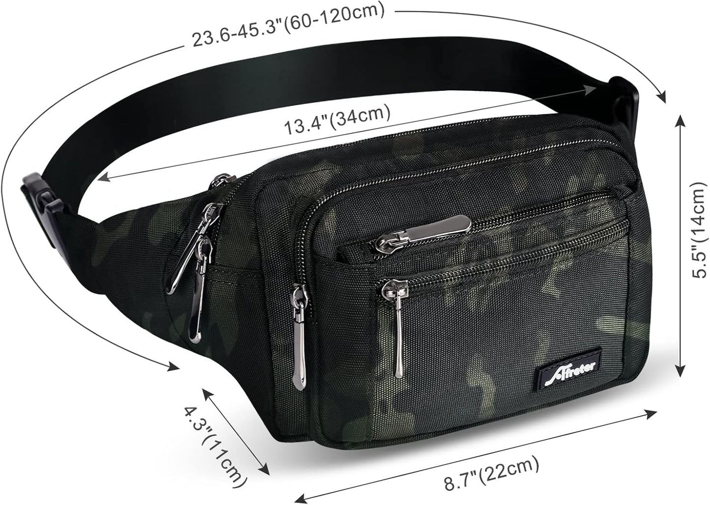 Waist Pack Bag Fanny Pack for Men&Women Hip Bum Bag with Adjustable Strap for Outdoors Workout Traveling Casual Running Hiking Cycling (Black Camo)