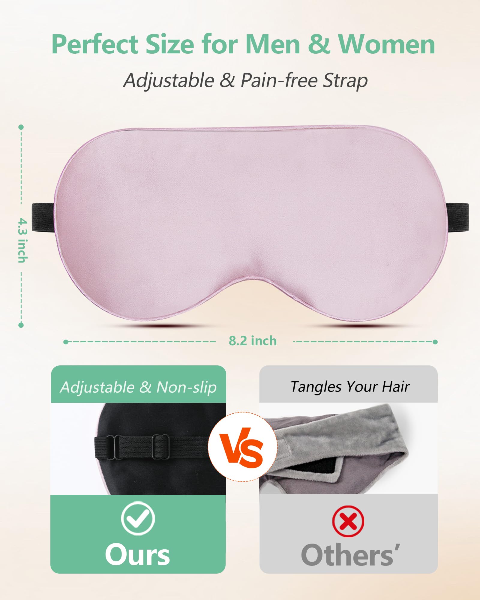 BeeVines 100% Mulberry Silk Sleep Mask, Light Blocking Eye Masks (2 Packs)