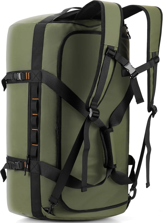 40L/60L/90L Large Waterproof Duffle Bag Backpack for Men, Mens Duffel Backpack Bags for Traveling, Heavy Duty (Green, 60L)