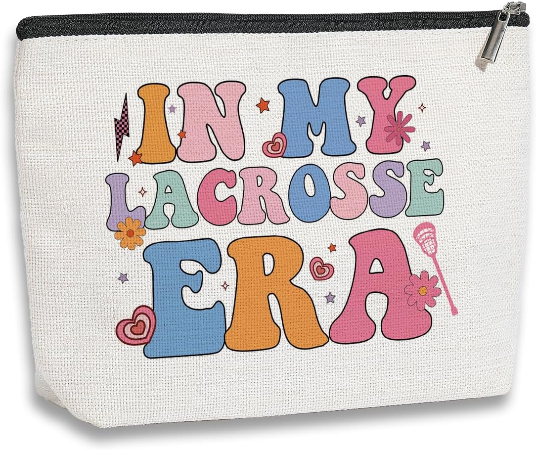 Lacrosse Gifts In My Lacrosse Era Makeup Bag Funny Gifts for Boys Girls Lacrosse Cosmetic Bag Gifts for Lacrosse Moms Team Member Players Birthday Christmas Gifts for Women Her Sister Friend