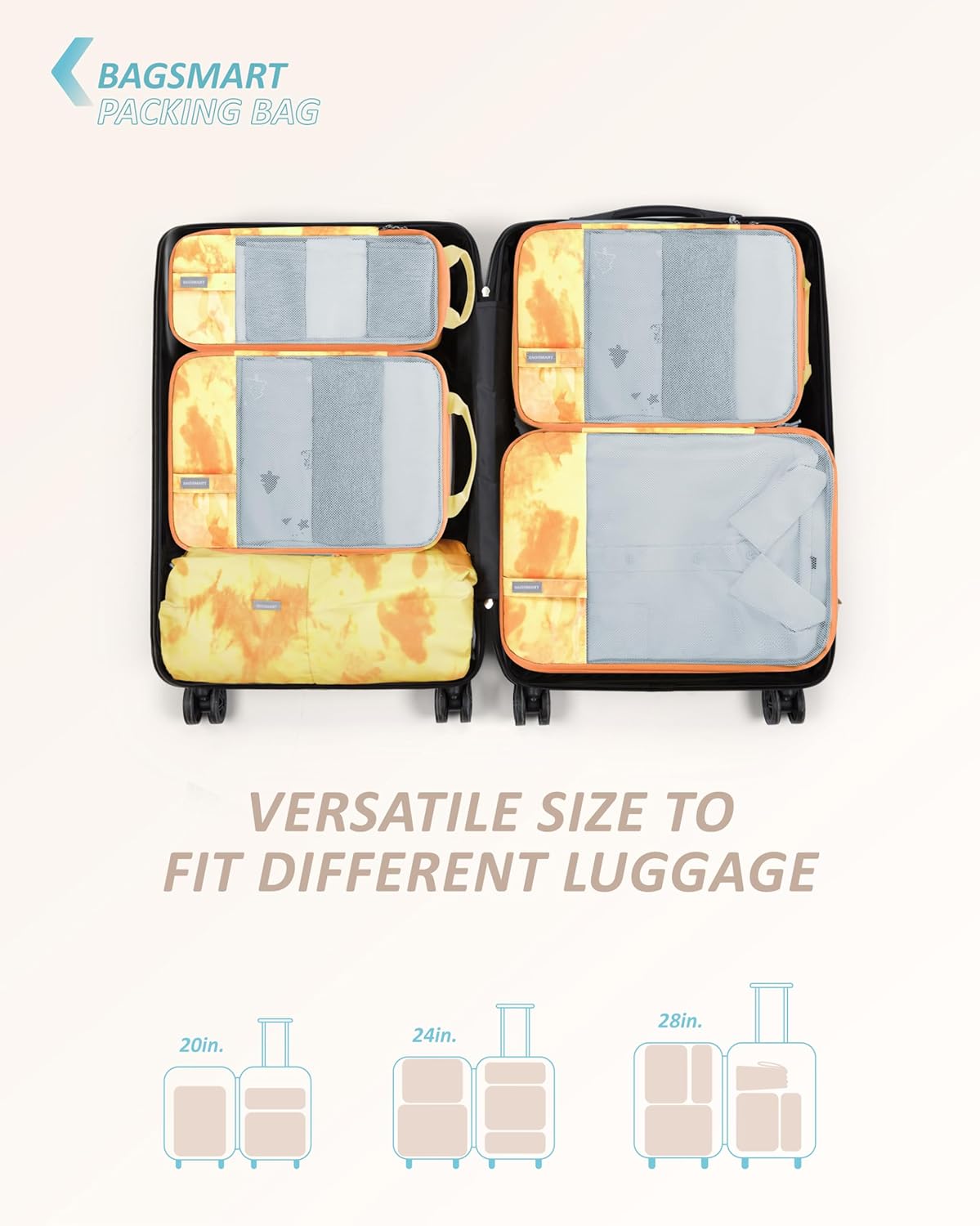 BAGSMART 6 Set /4 Set/2 Set Compression Packing Cubes for Travel, Lightweight Luggage Organizer