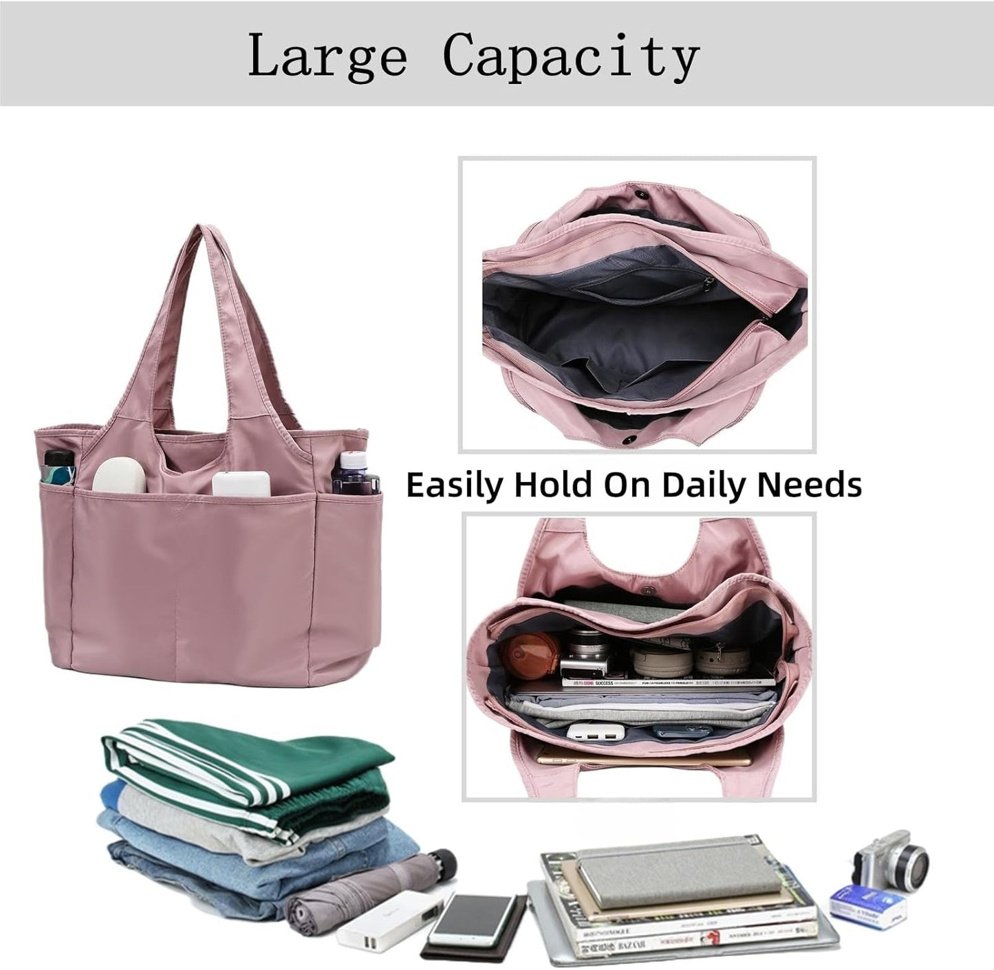 SOYMWIN Tote Bag for Women,Large Tote Bag with Compartments and Multiple Pockets,Quilted Shoulder