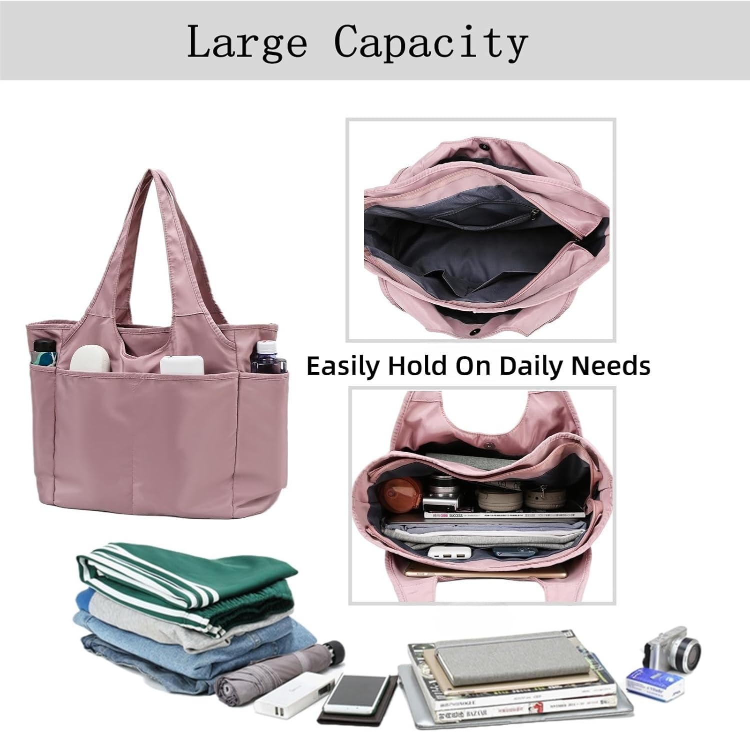 SOYMWIN Tote Bag for Women,Large Tote Bag with Compartments and Multiple Pockets,Quilted Shoulder