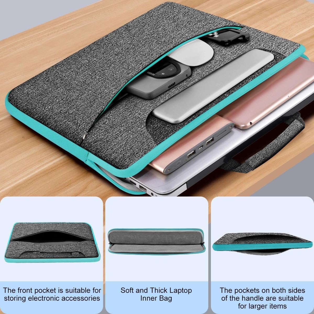 Laptop Case 15.6 inch Shoulder Bag, Durable Shockproof Protective Computer Carrying Briefcase with Multi-Pockets and Strap Compatible with Most 15.6 inch Notebooks,Dark gray-blue