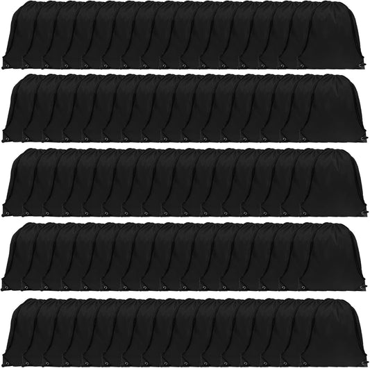 GoodtoU Backpack Drawstring, 16.5"x13.3" Nylon Gym Bag, 80Pcs Bulk Pack, Black