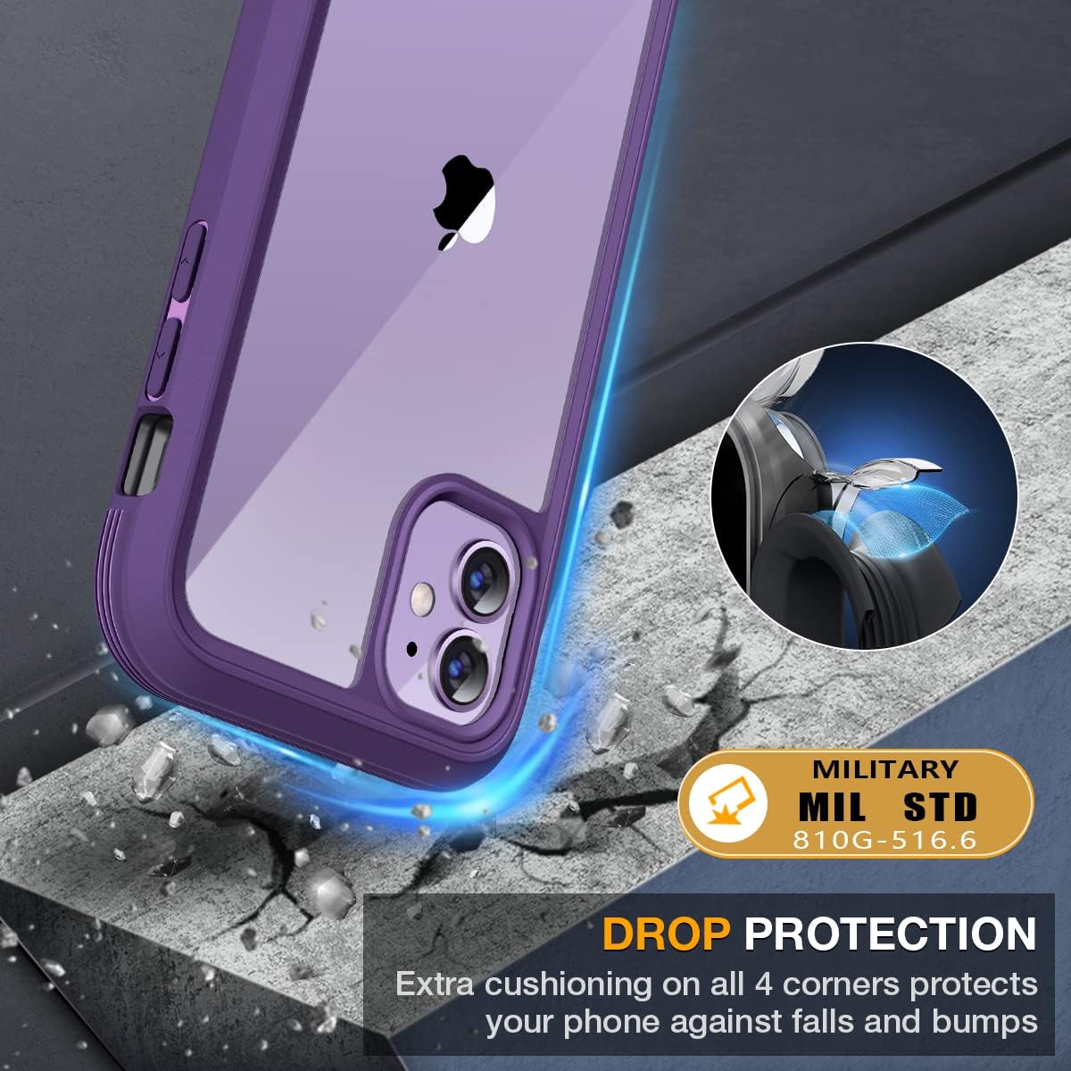 Miracase Glass Series for iPhone 11 Case 6.1 inch, Upgraded Full-Body Rugged Phone Bumper Case