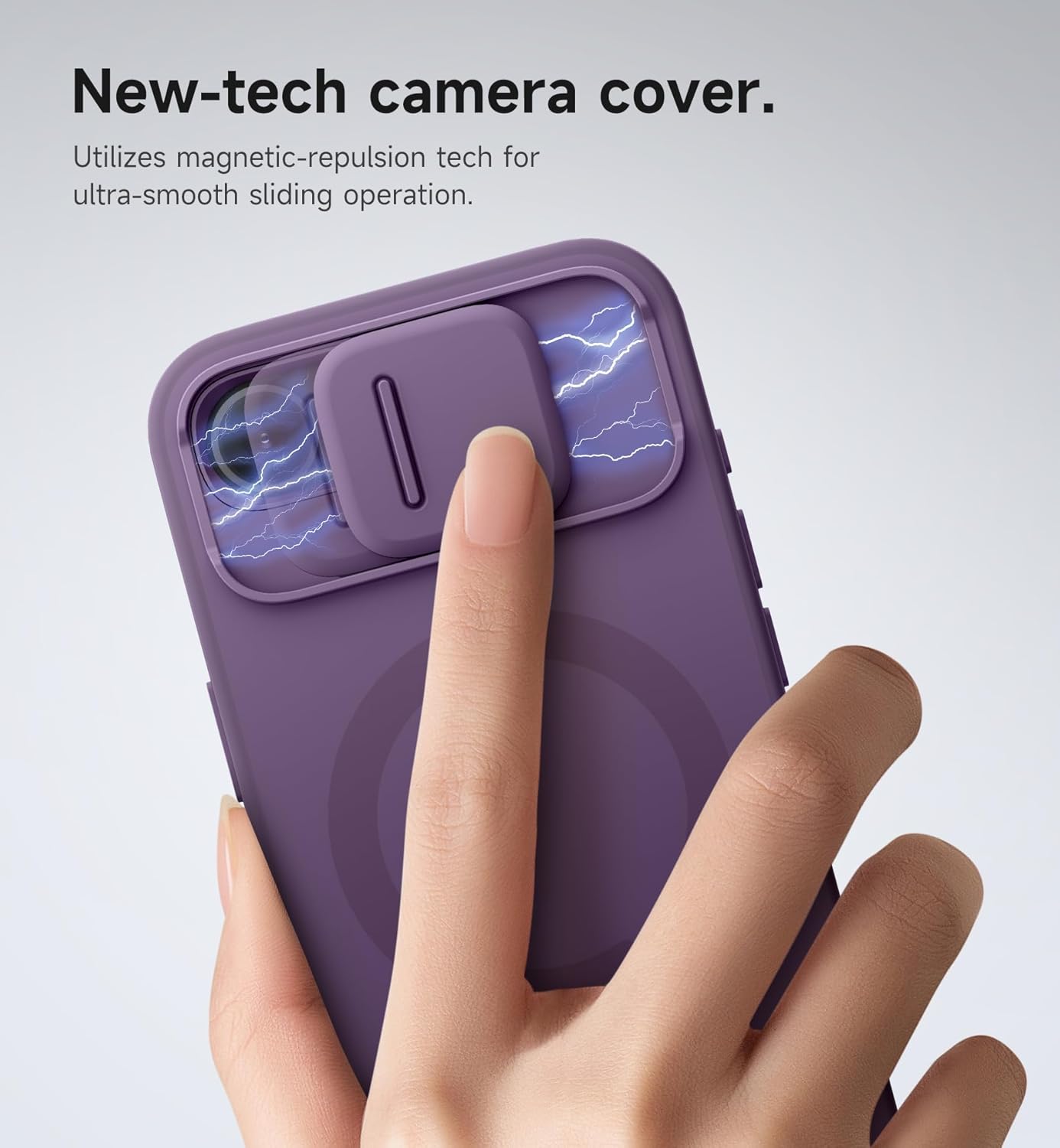 SURITCH for iPhone 16e Case with Magnetic Camera Slide Cover and Adjustable Kickstand, Compatible with MagSafe, Shockproof Bumper Case Slim Protective Cover 6.1 Inch,Dark Purple