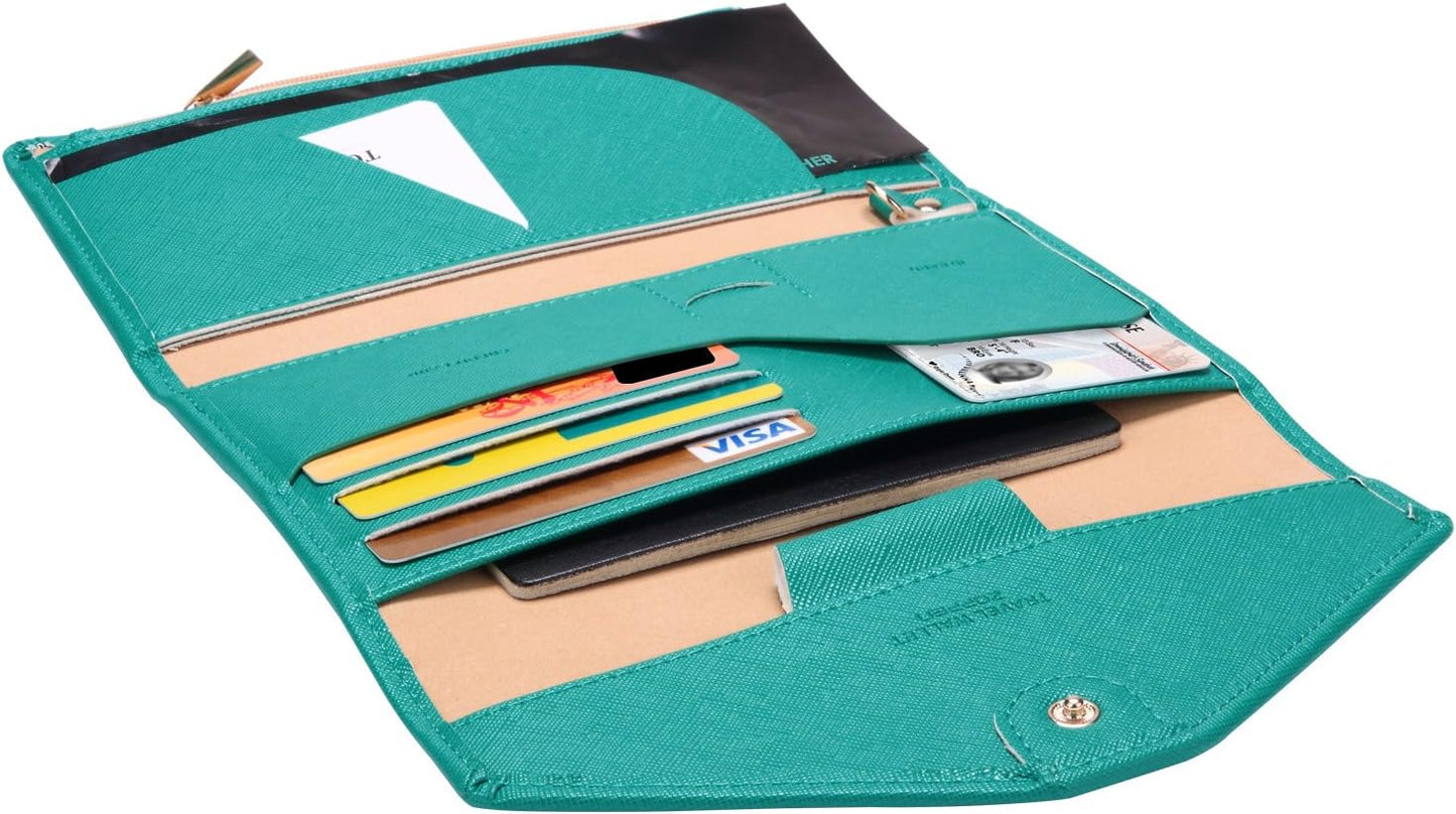 ZOPPEN Mulit-purpose Rfid Blocking Passport Holder Travel Wallet (Ver.4) Passport and Vaccine Card Holder ComboTri-fold Document Organizer Travel Essentials