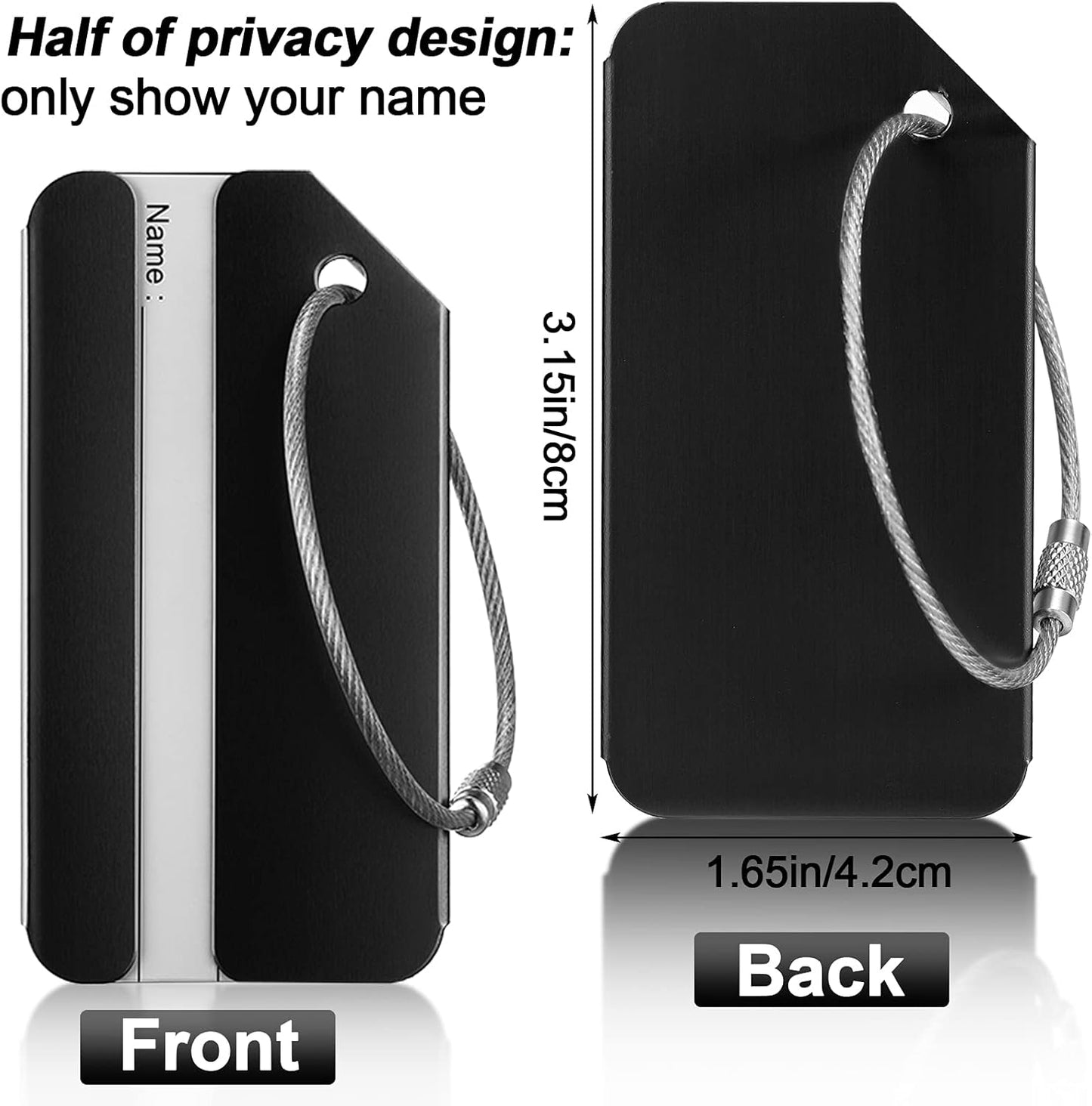 Weewooday 22 Pcs Luggage Tags Business Card Holder Aluminum Metal Travel ID Bag Tag for Suitcases Travel Luggage Baggage Identifier (Black)