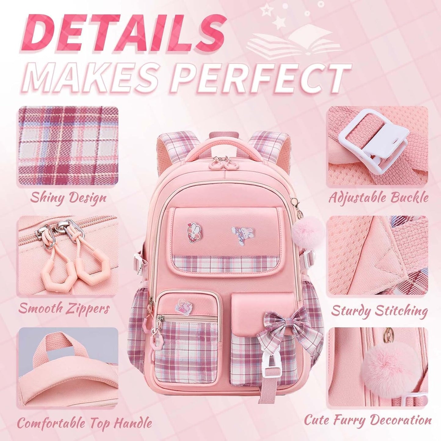 Girls Backpack Kids Backpack for Girls School Kawaii Bookbag Book Bag for Elementary Primary School