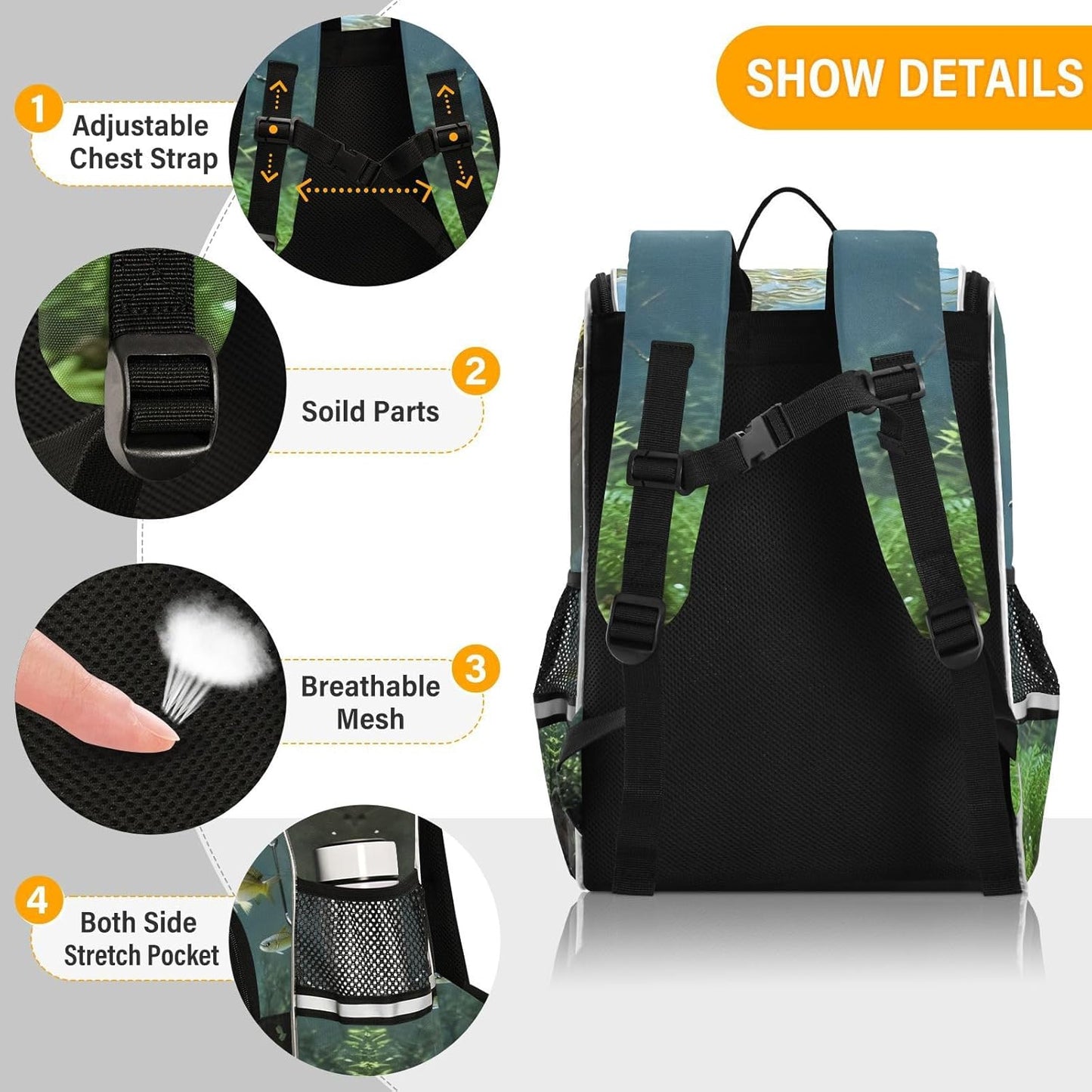 Fishing Fish Cute Backpack For Girls Kids Backpack Boys Teen School Bag Bookbag Travel Daypacks