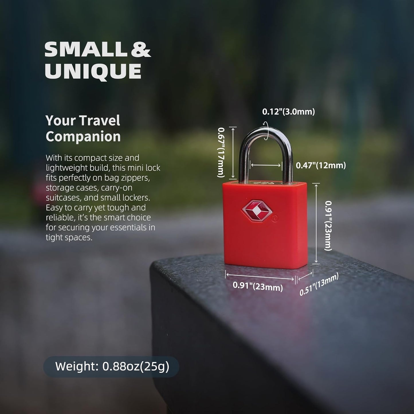 TSA Locks for Luggage with Key, Travel Luggage Locks TSA Approved 4 Pack, Small Padlock with Key, Same Keyed Mini Padlock for Suitcase, Backpack, Bag, Purse, Tent, Zipper, Tool Box (Red)
