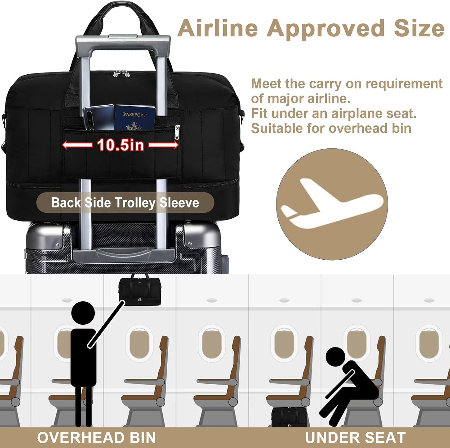 IBFUN Weekender Bags for Women, Travel Duffle Bag with Shoe Compartment Carry on Weekender