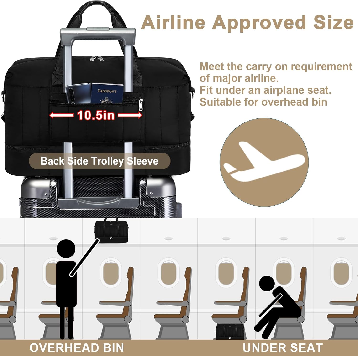IBFUN Weekender Bags for Women, Travel Duffle Bag with Shoe Compartment Carry on Weekender