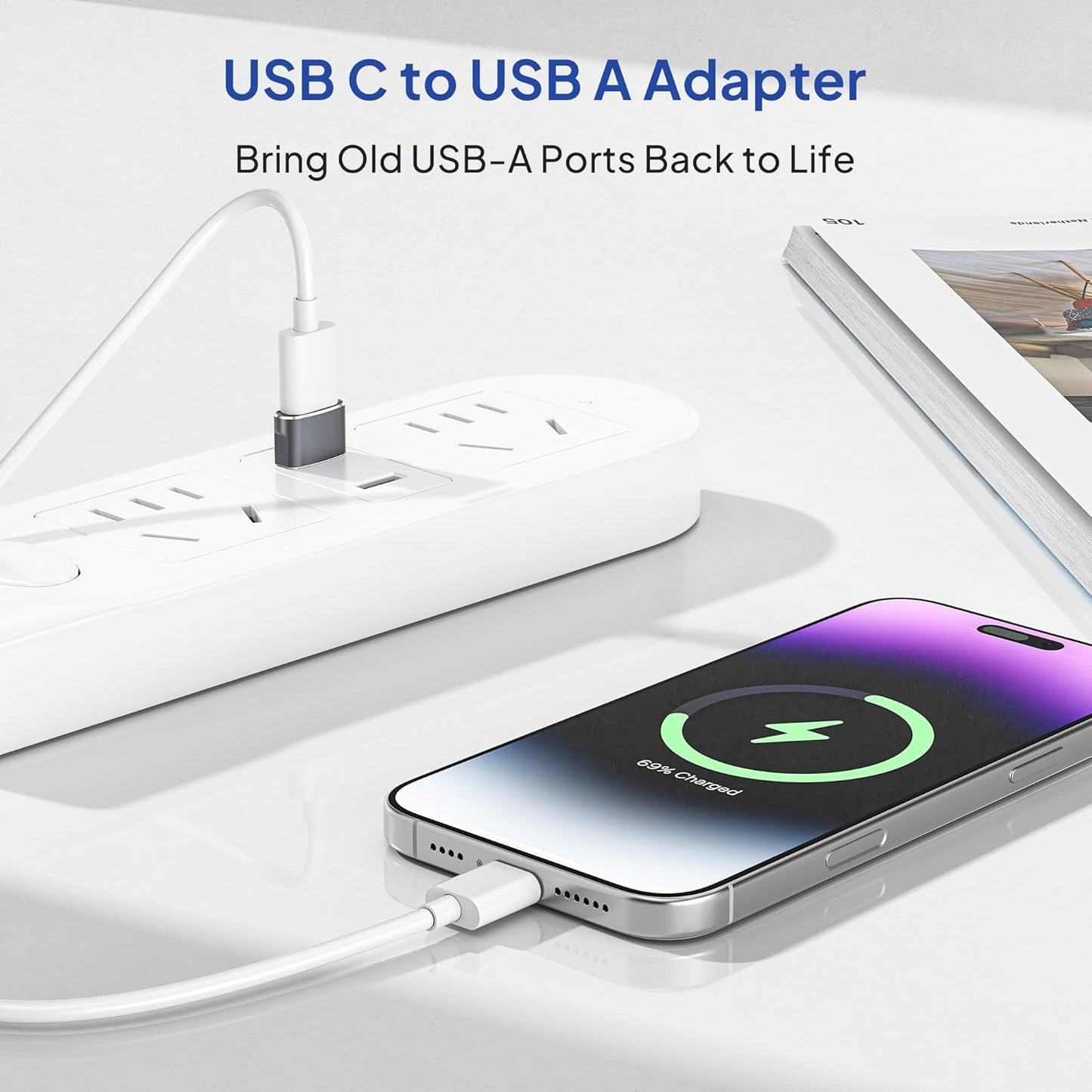 Elebase for Samsung Galaxy Z Flip 7 Adapter,USB to USB C Adaptor 4Pack,Type C Female to A Male Cable Converter for Z Fold Flip 7 6 5,A55 A54 A53 A52,Tab S10 S9 S8 A9 A8 Lite,Watch Ultra Classic Active
