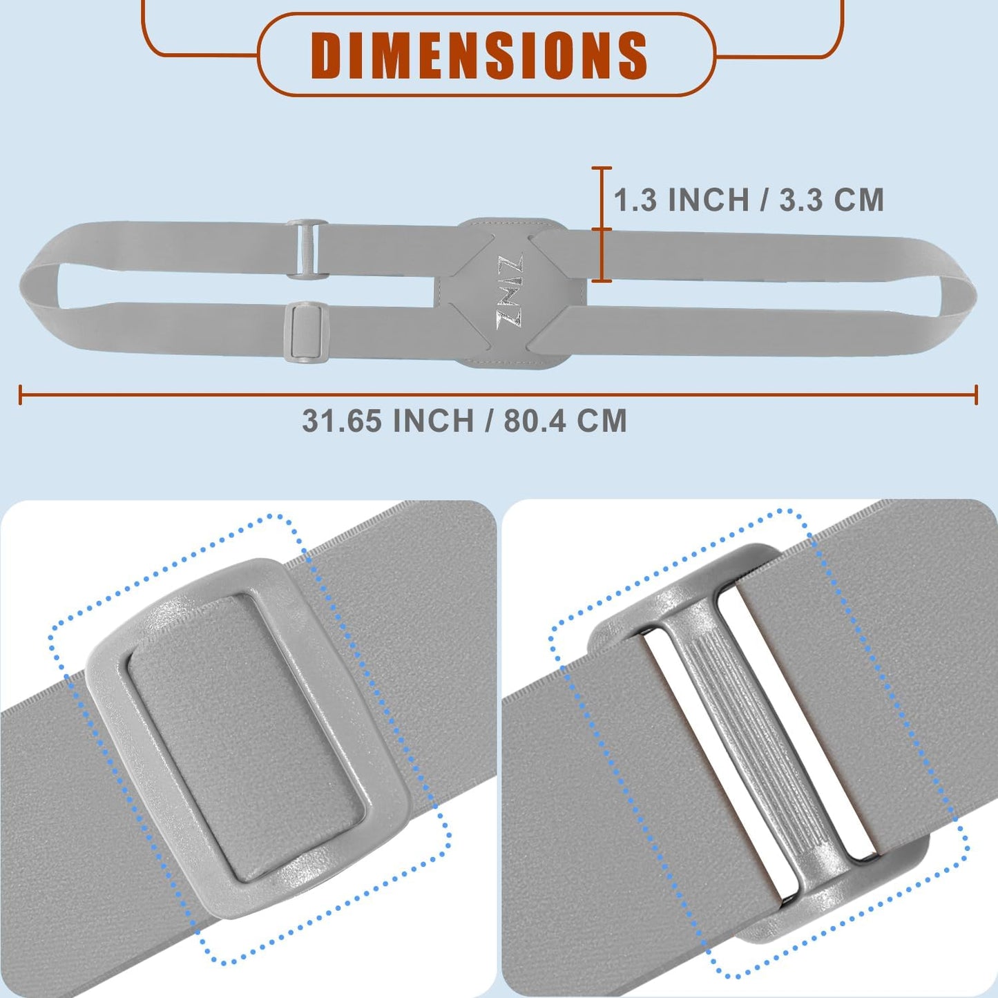 ZINZ Luggage Strap, High Elastic Suitcase Belt Adjustable Bag Bungees for Easier Travel，Gray