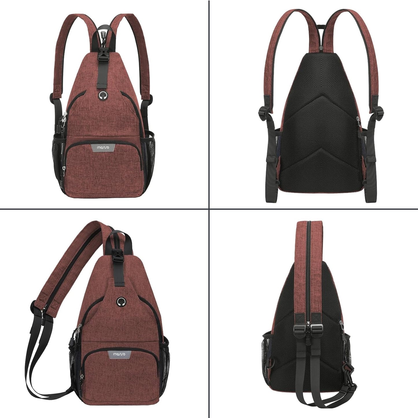 MOSISO Sling Backpack Travel Hiking Daypack, Crossbody Convertible Sling Bag with Front Pocket One Shoulder Chest Bag