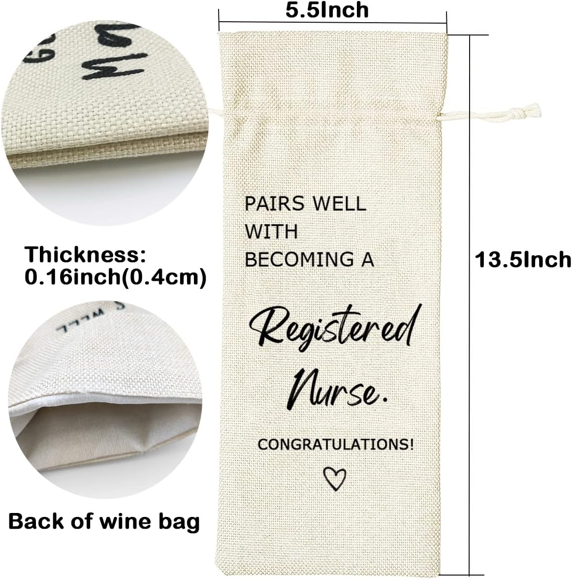 LANBAIHE Registered Nurse Wine Bag, Nursing School Gift, Gifts for Registered Nurse, RN Graduation, Nurse Week Gift