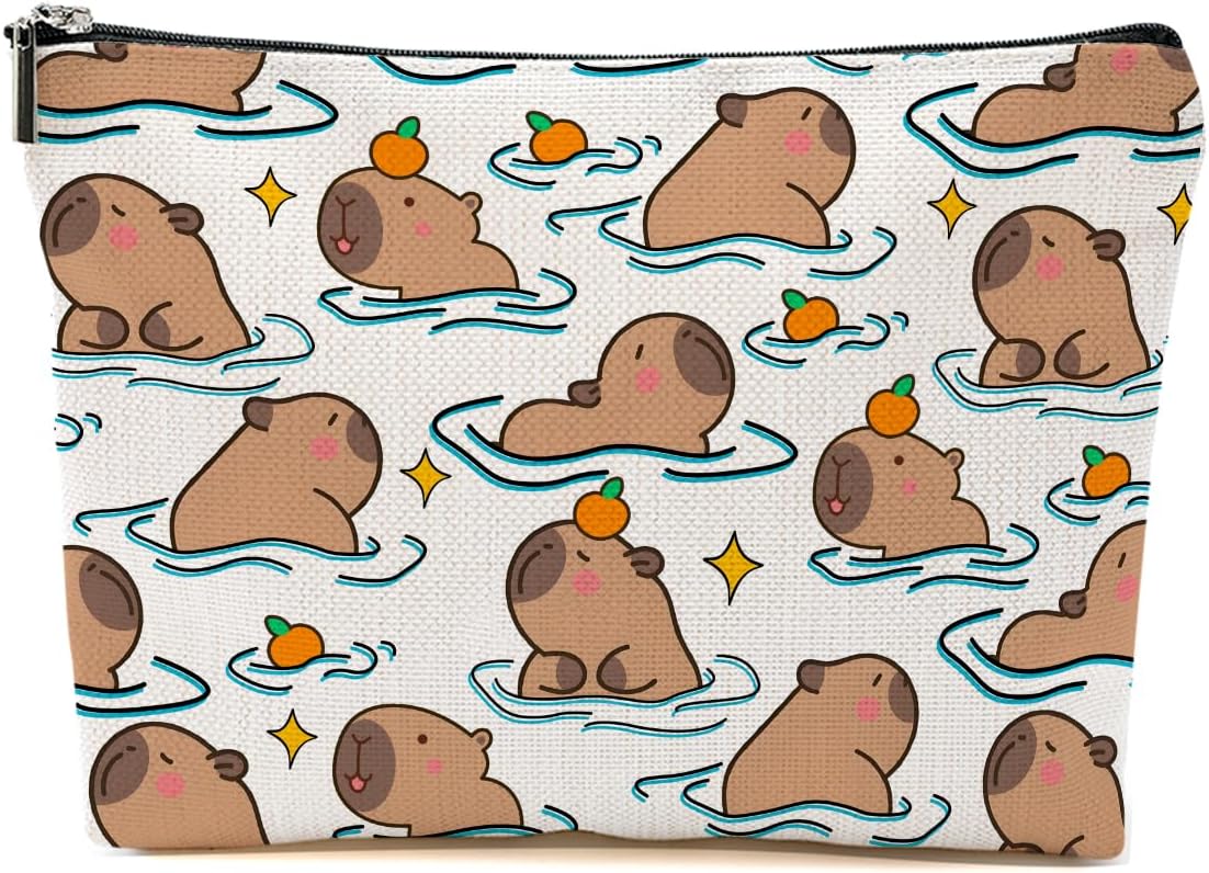 Cute Capybara Makeup Bag, Capybara Gifts for Women, Capybara Lovers Cosmetic Bag Travel Organizer Bags Makeup Pouch, Capybara Stuff Animal Lovers Gifts for Girls Sister Christmas birthday Gifts