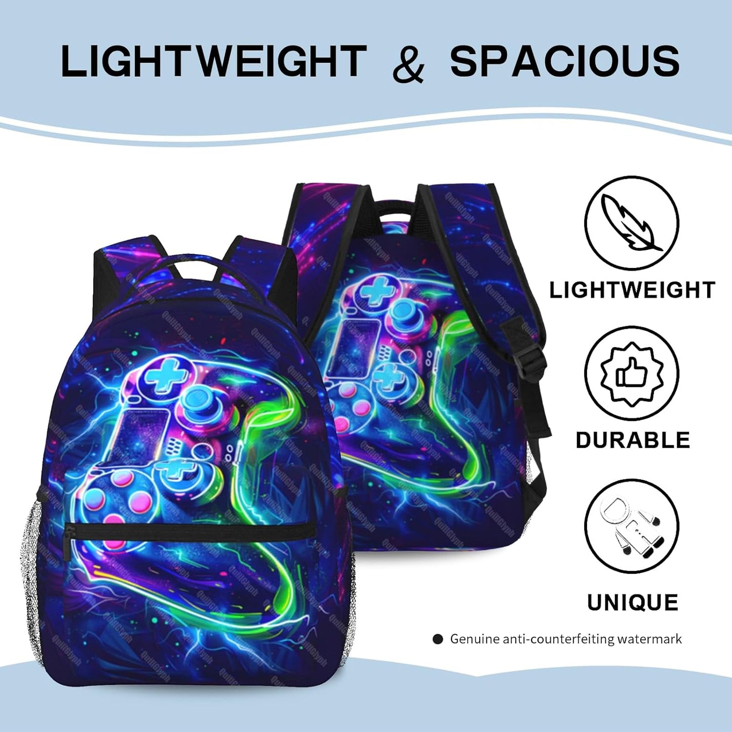 Game School Backpack For Boys Abstract Gamepad Boys Backpack For Kids Children Teens Backpacks Ages