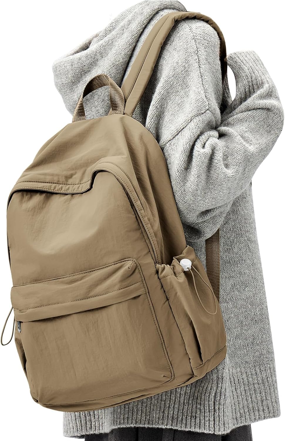 Simple School Backpack For Women Men Aesthetic Medium Backpack Lightweight Casual Daypack College Backpacks Cute Bookbag for Teens Girls Boys Basic Bagpack（Brown）