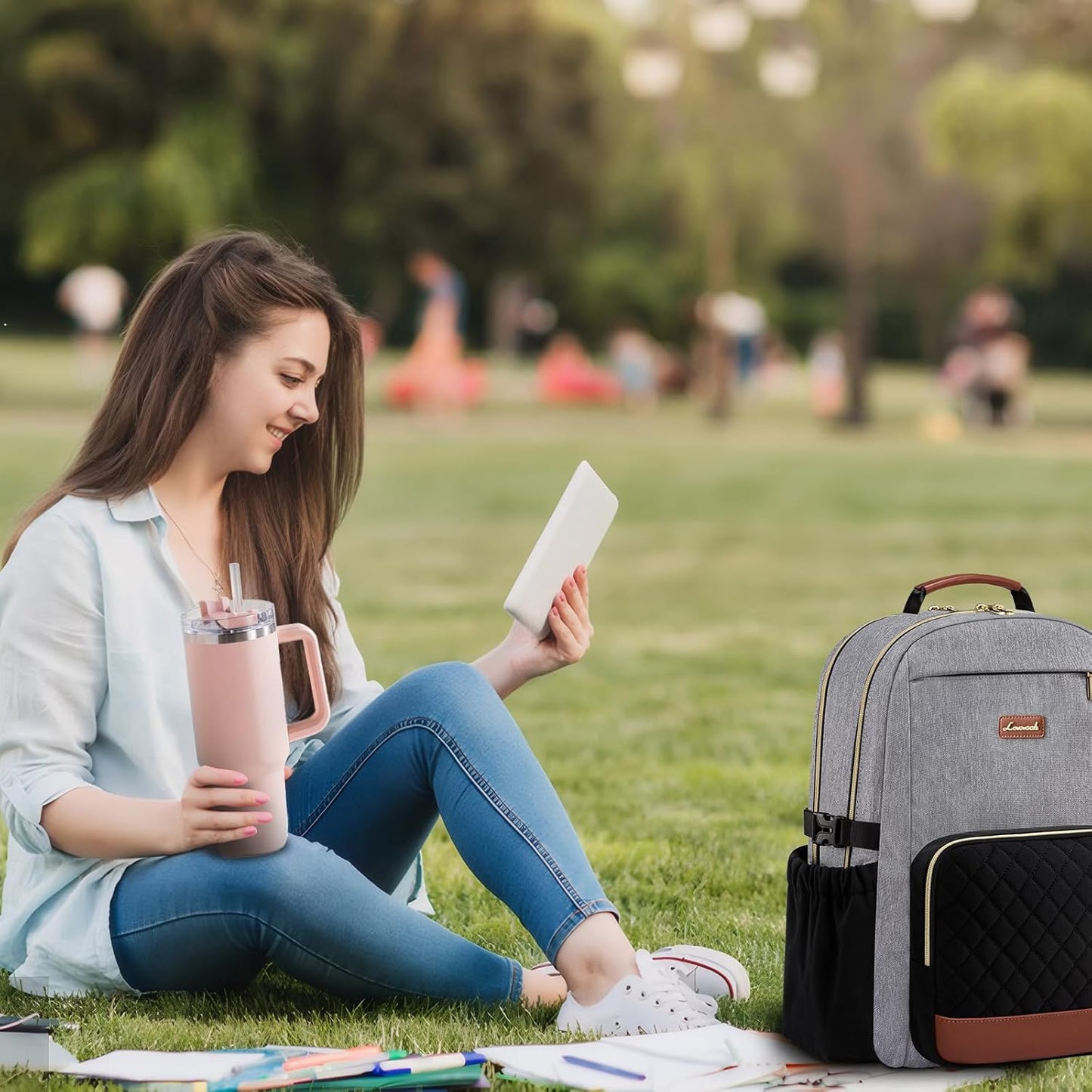 LOVEVOOK Laptop Backpack for Women with Pouch Pocket for Large Capacity Cup,17 Inch Teacher Nurse