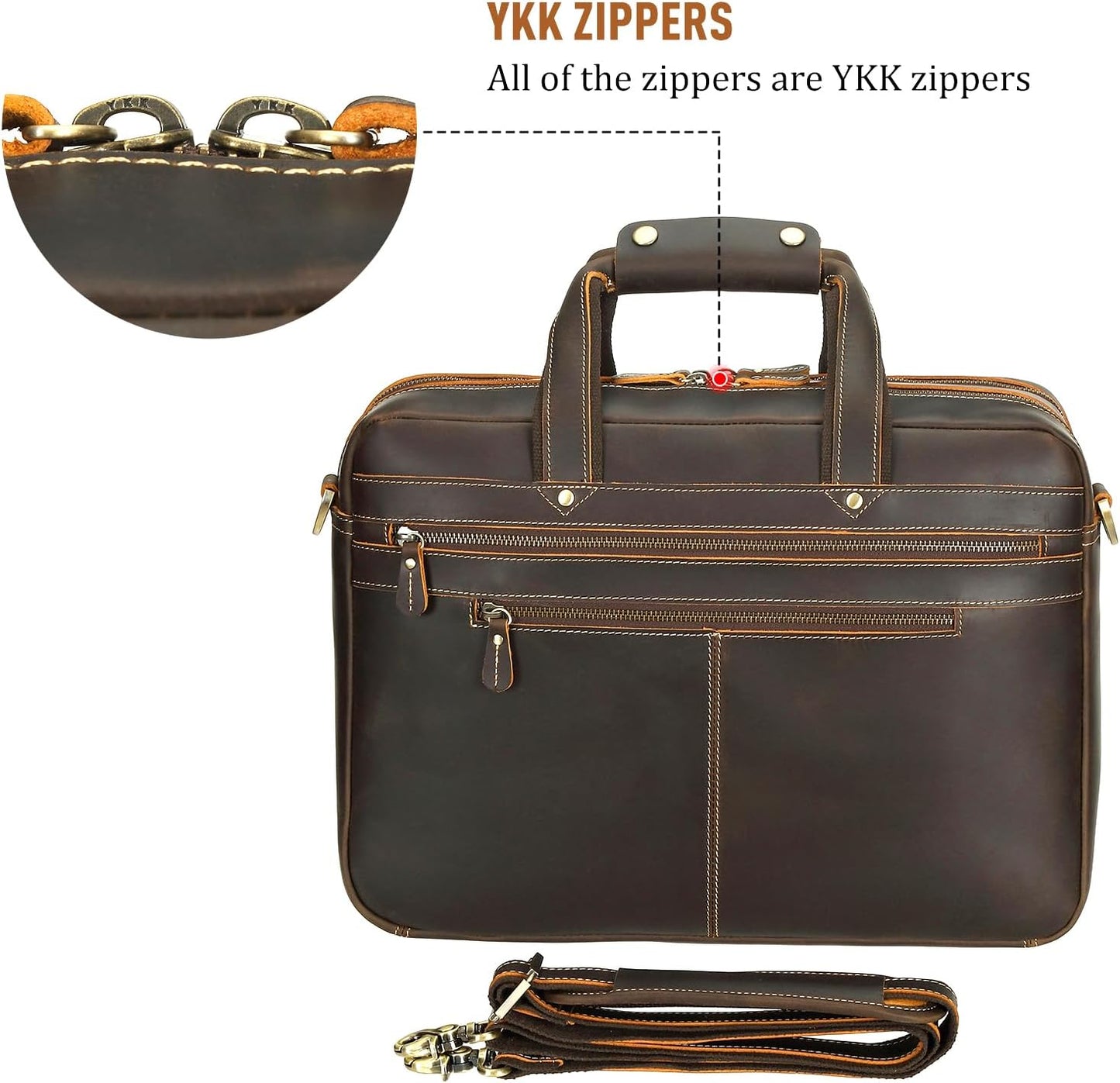 Polare 17'' Computer Briefcase Work Bag Business Case For Men With Full Grain Leather Fits 15.6'' Laptop