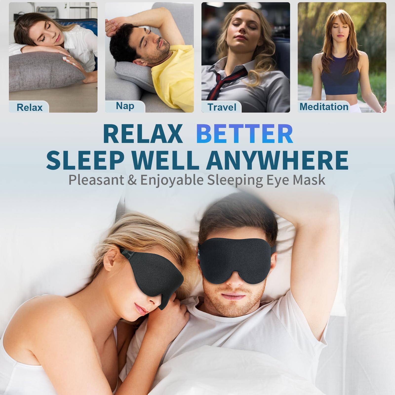 ZGGCD Sleep Mask for Side Sleeper, Light Blocking Eye Mask for Women Men