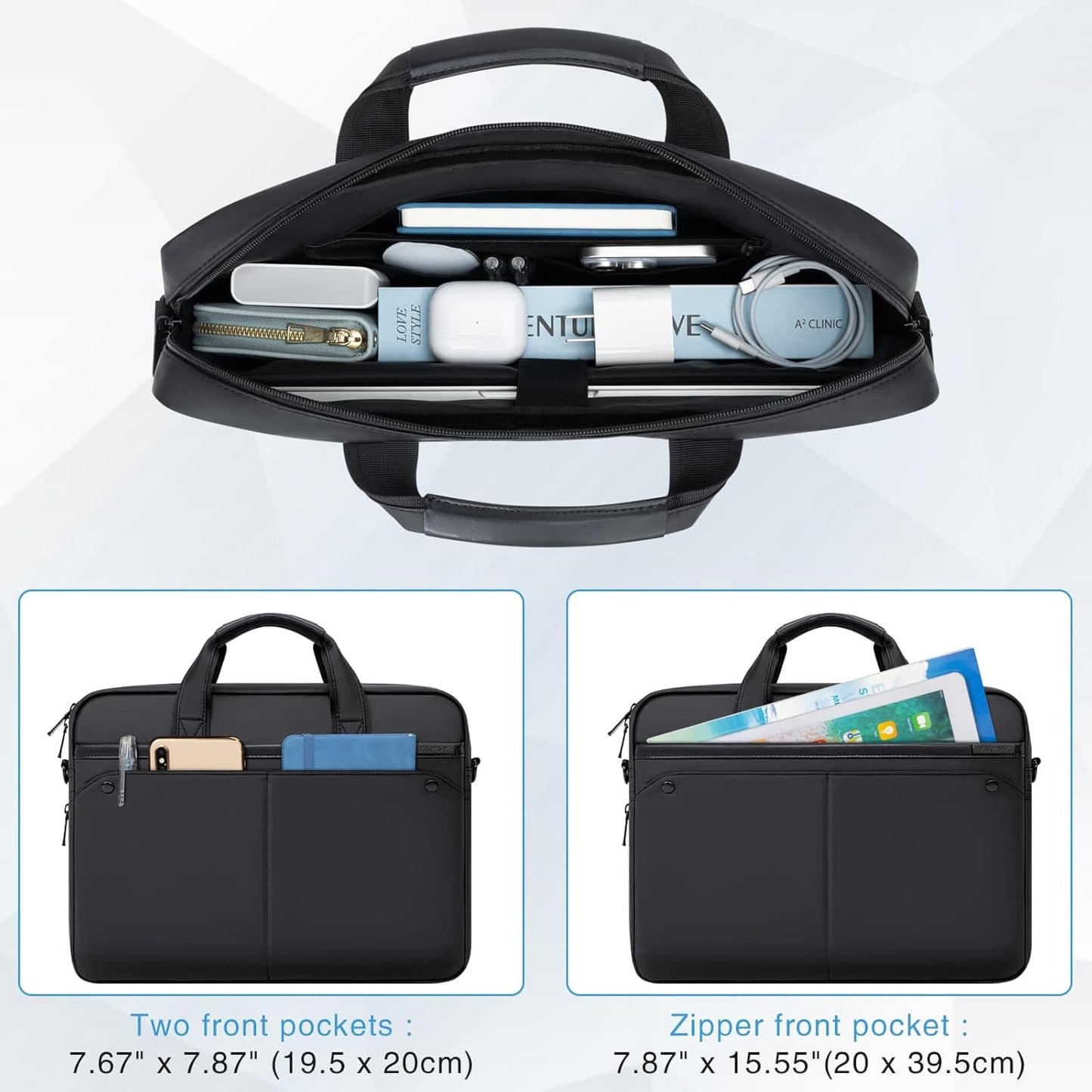 RAINYEAR 15.6 Inch Laptop Bag Laptop Shoulder Bag for Men, Expandable Waterproof Laptop Messenger